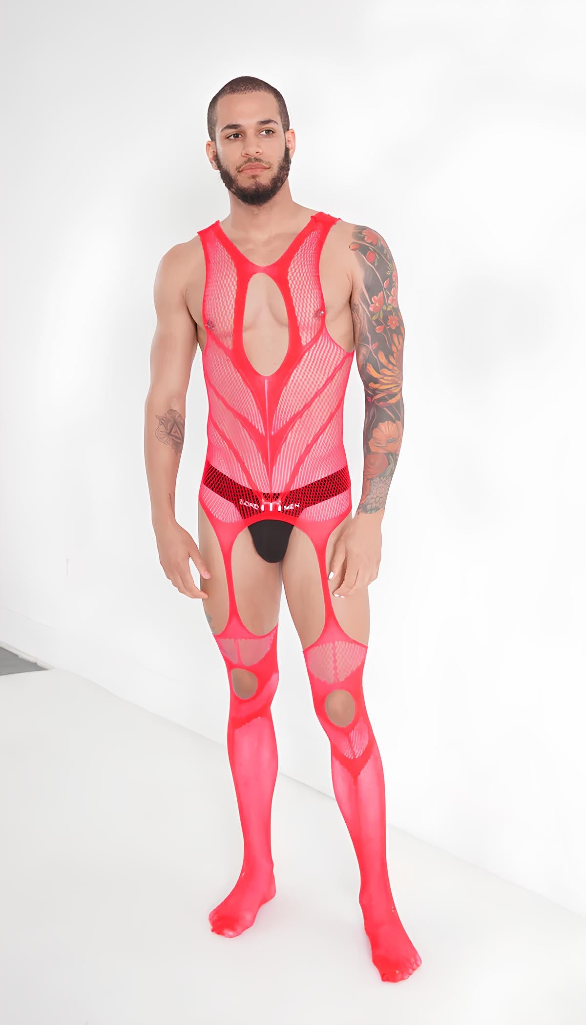 Purple Hollow Fishnet Bodysuit