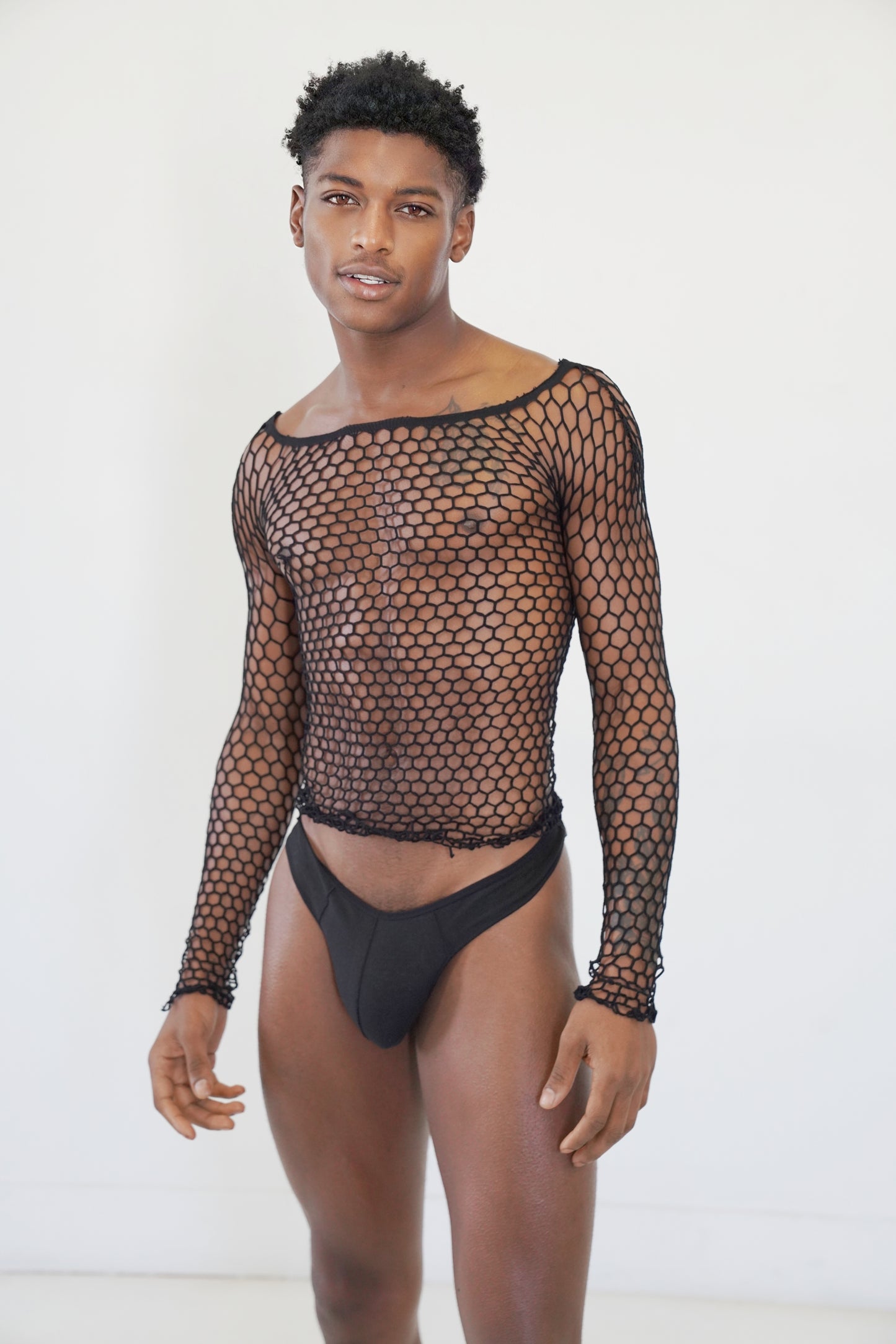 Red Fishnet Body Sock Shirt