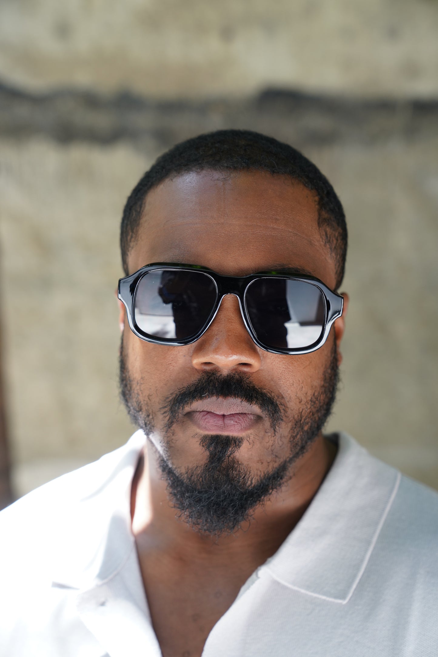 Black Retro Square Sunglasses – Transparent Frame with Black Lense