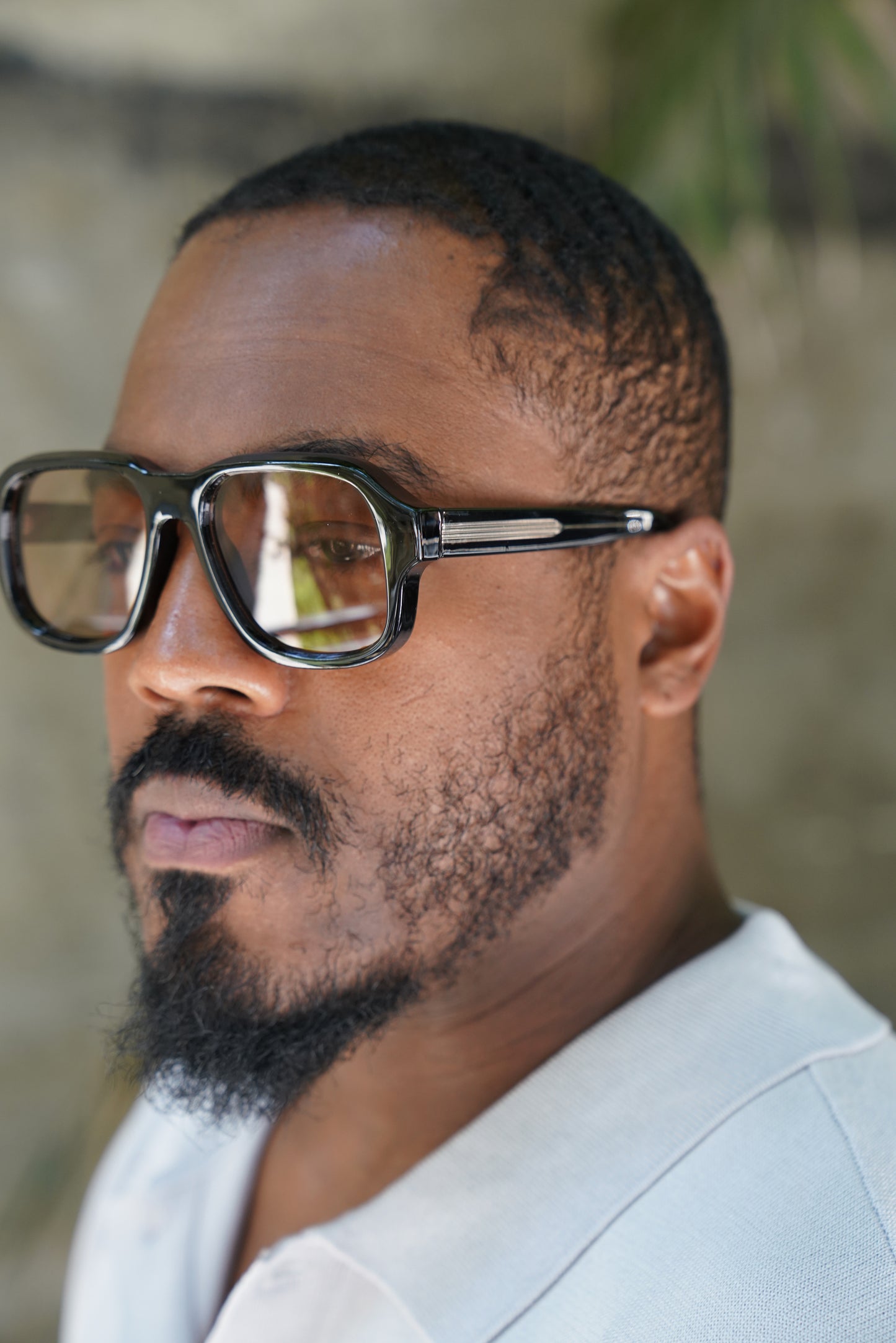 Black Retro Square Sunglasses – Transparent Frame with Brown Lens