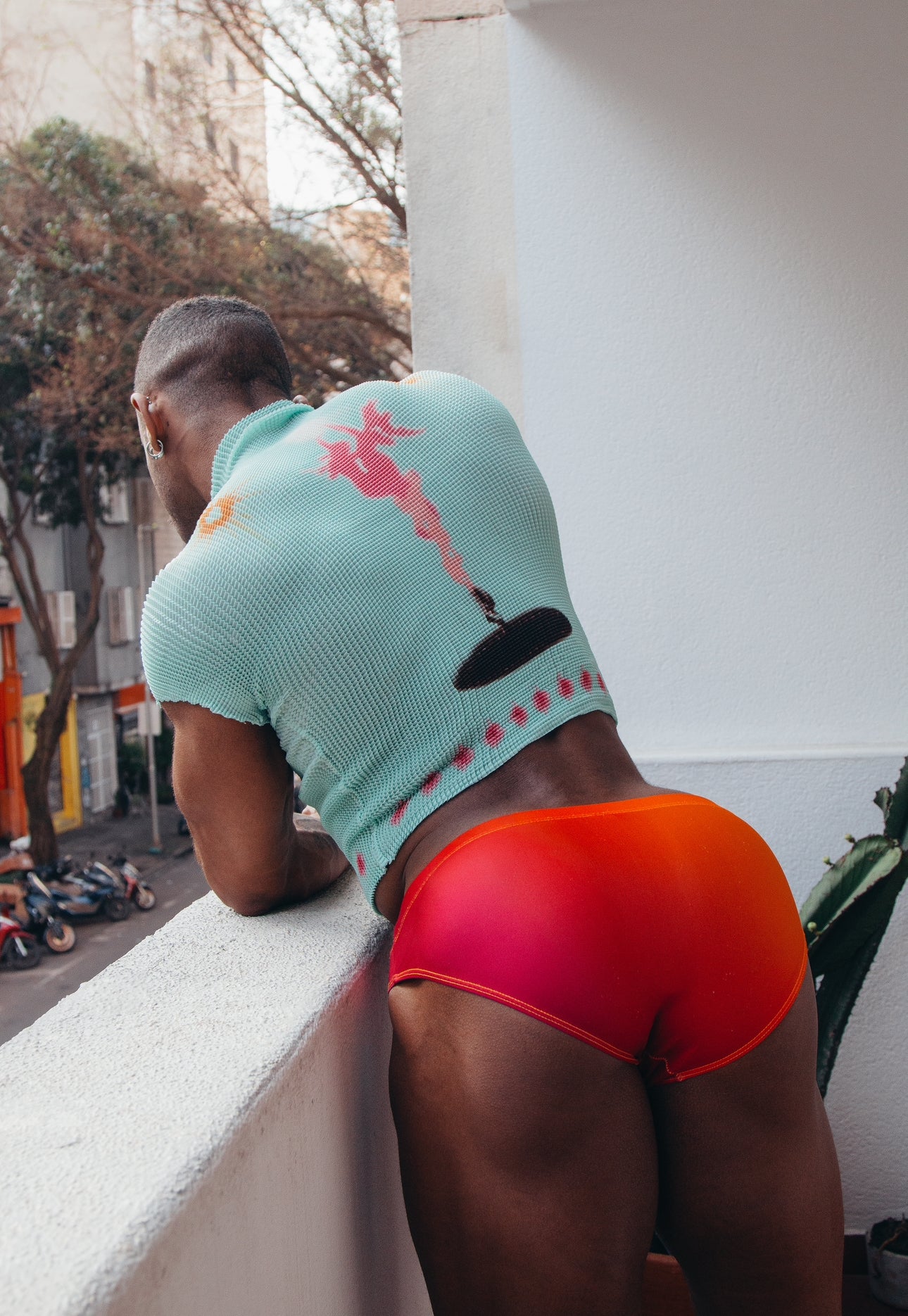 Y2K Mint Waffle Mens Top