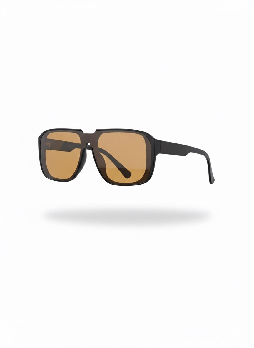 Retro Brown Square Sunglasses | Unisex Oversized Shades | Vintage Transparent Frame UV400 Protection Eyewear