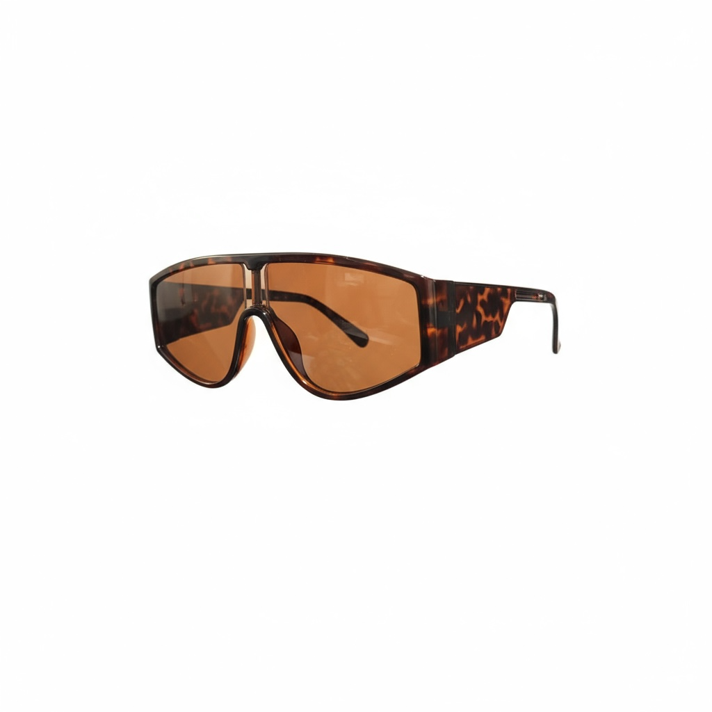 Dark Tort Futuristic Sunglasses | Unisex Wrap Shield Shades | Retro Y2K Sporty Goggles | UV400 Streetwear Eyewear