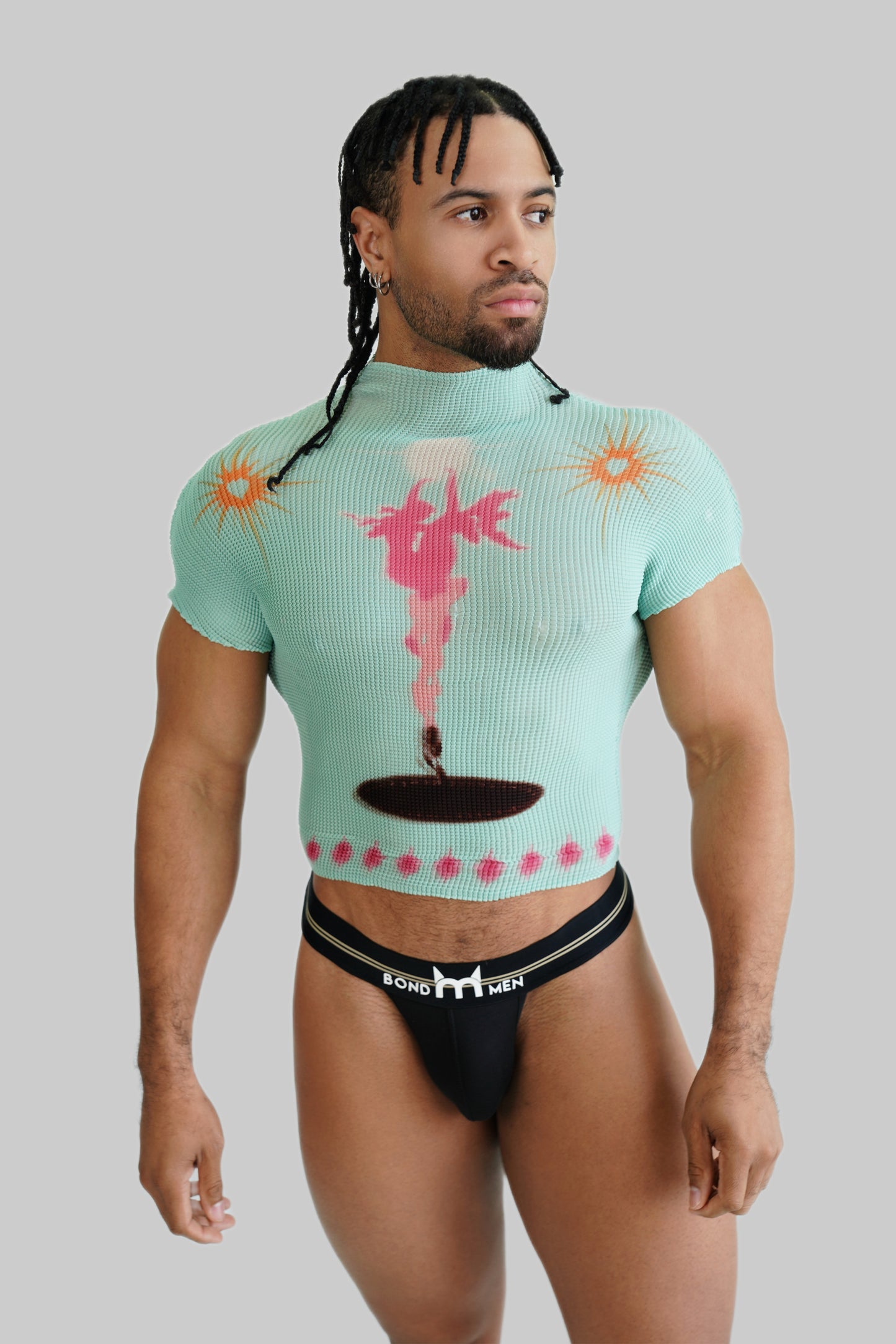 Y2K Mint Waffle Mens Top