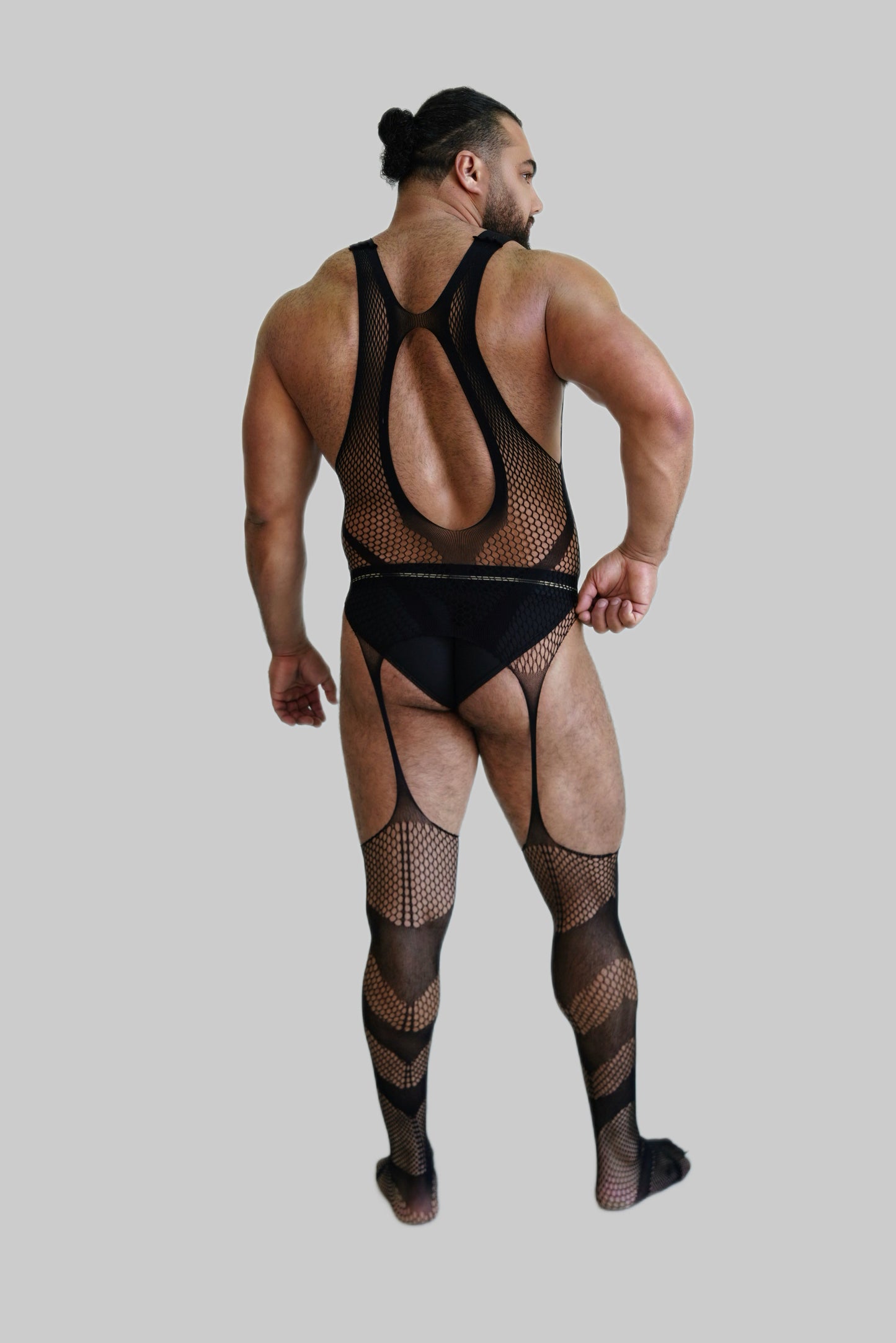 Hollow V Fishnet Bodysuit