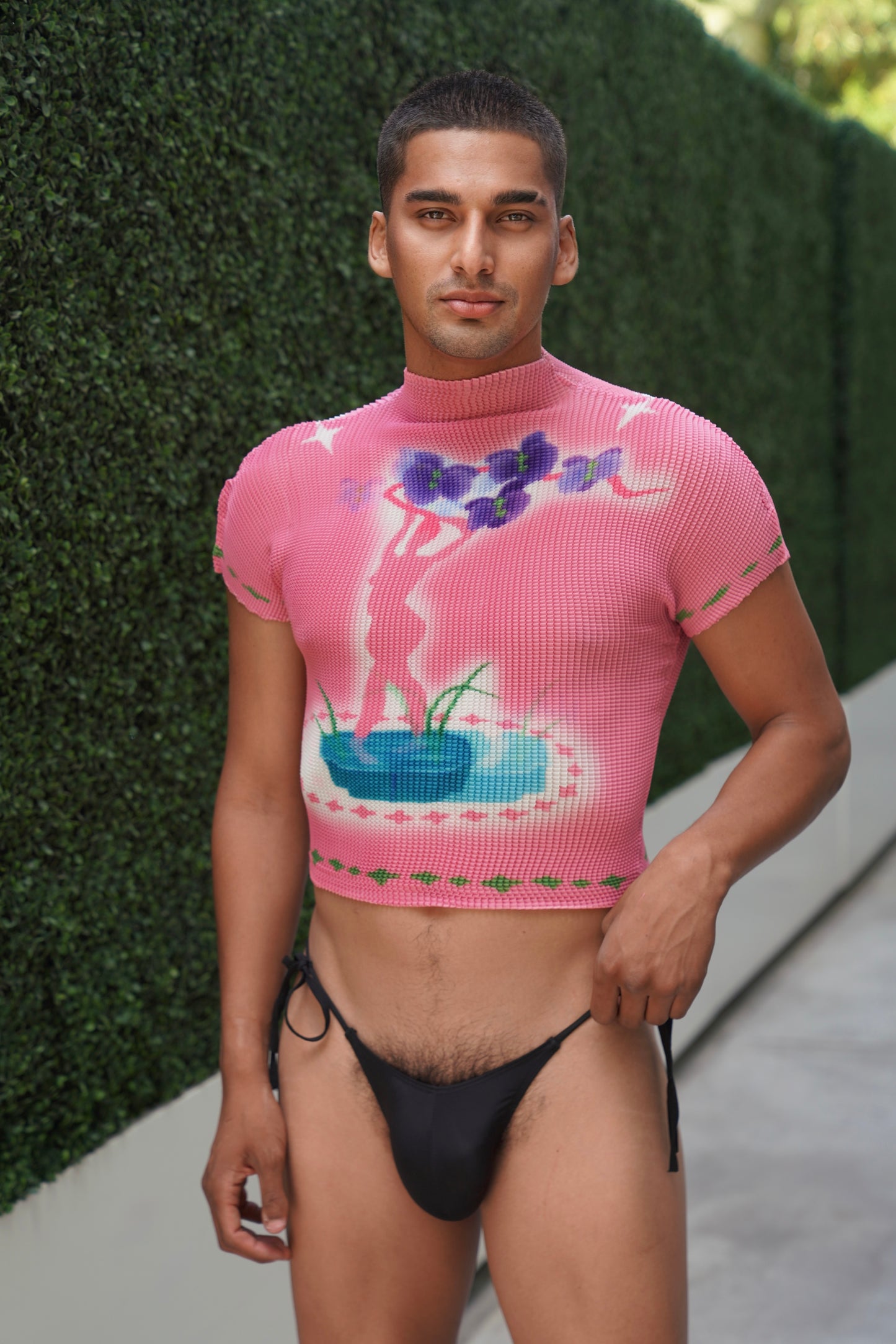 Y2K Pink Waffle Mens Top
