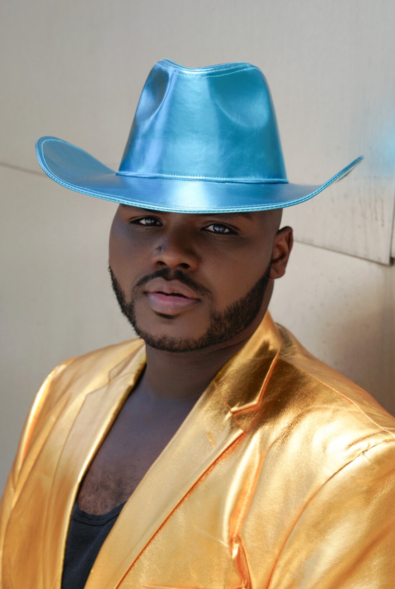 Metallic Blue Wide brim Cowboy Hat - TB-BondMenCowboy Hat