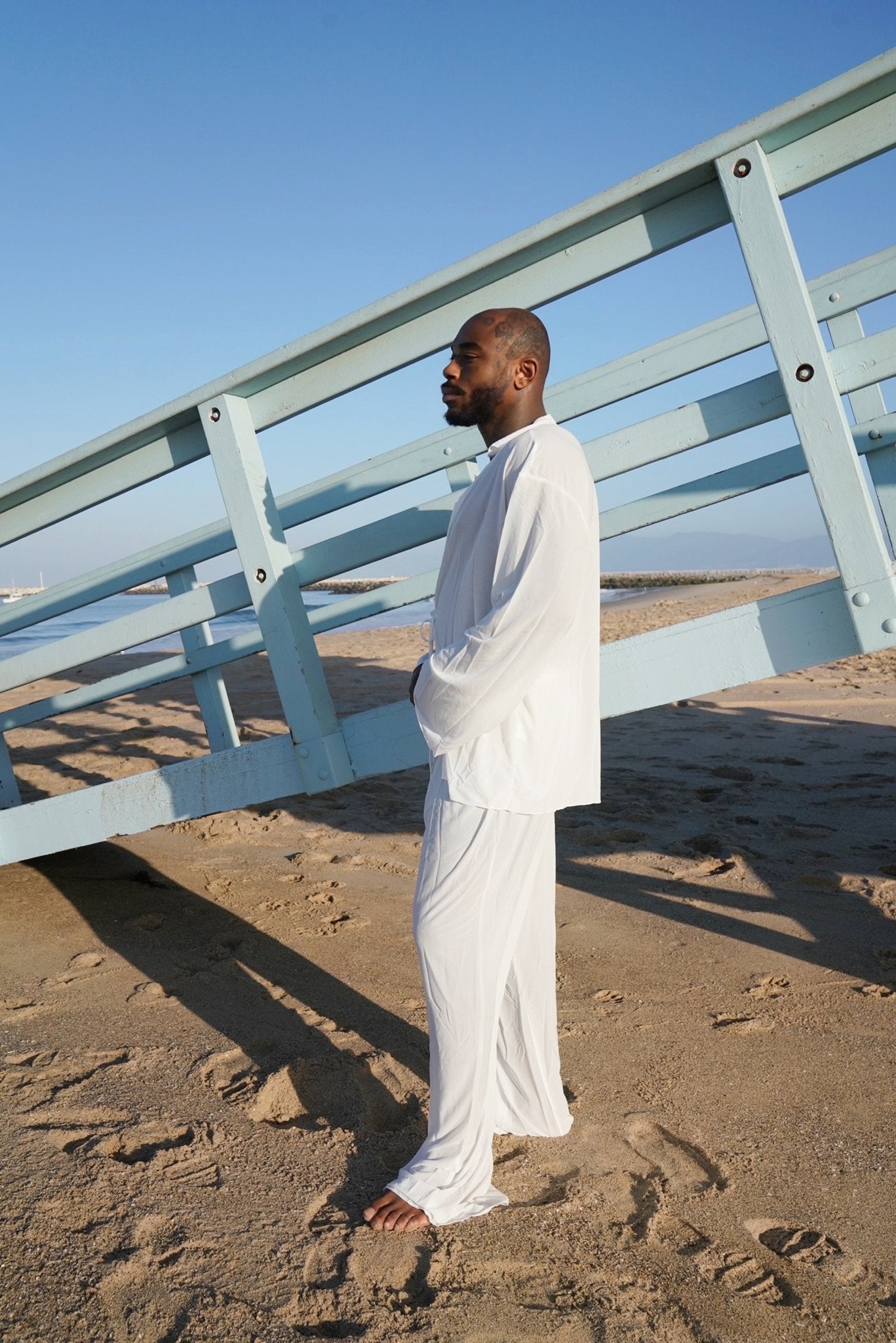 2 Piece White Cotton Long Sleeve Set - TB-BondMenHarness