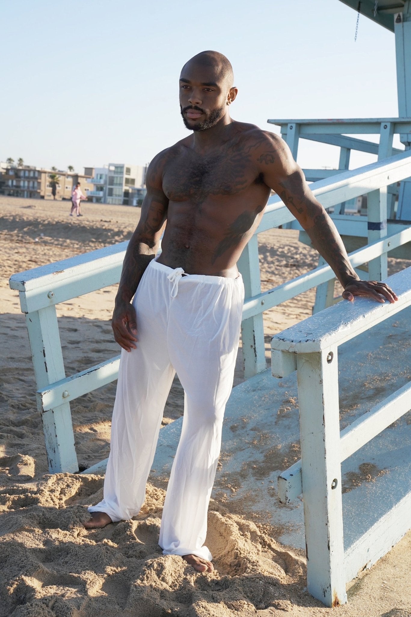 2 Piece White Cotton Long Sleeve Set - TB-BondMenHarness