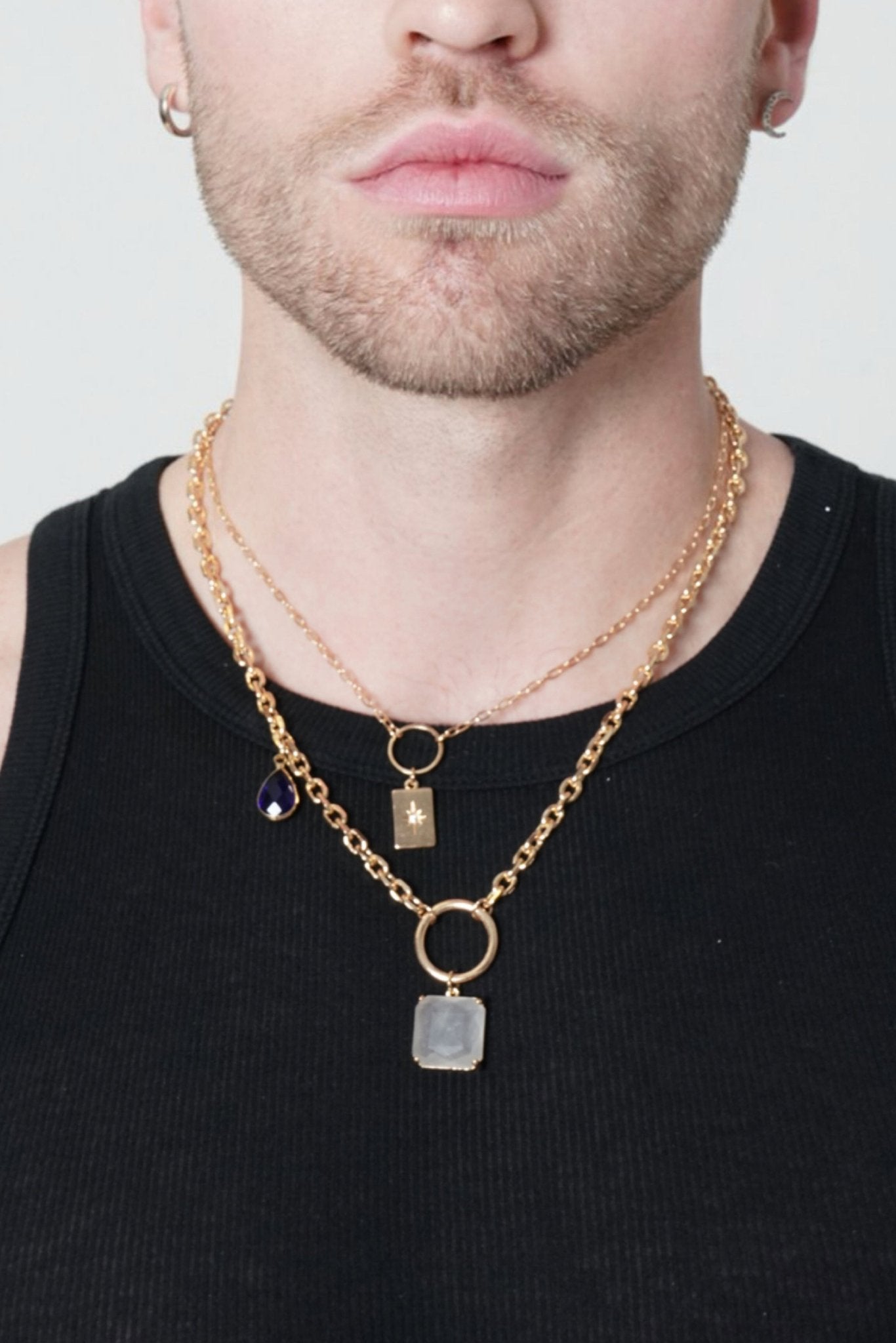 3 Layered Nathan Pendants Gold Chain Necklace - TB-BondMenchoker