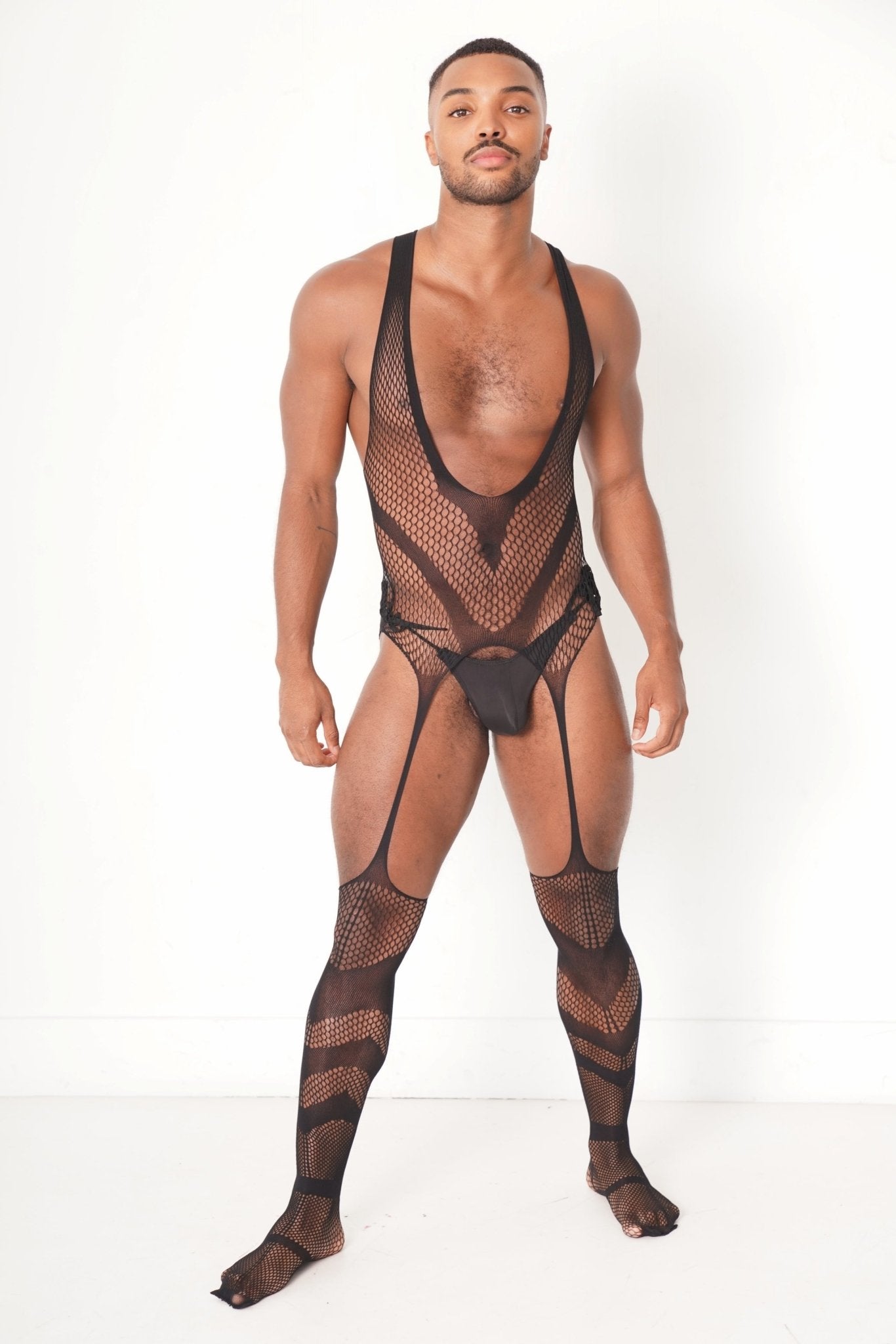 Black Fullbody Mesh Nightwear on model, Body Suit, mesh nightwear, bdsm bodysuit, lgbtq bodysuit, fetish bodysuit
