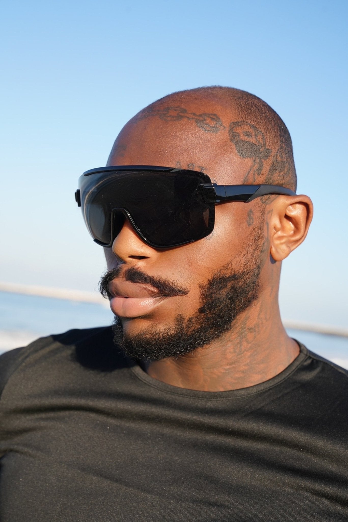Black Maxi Frame Mono Lens Shades - TB-BondMenSunglasses
