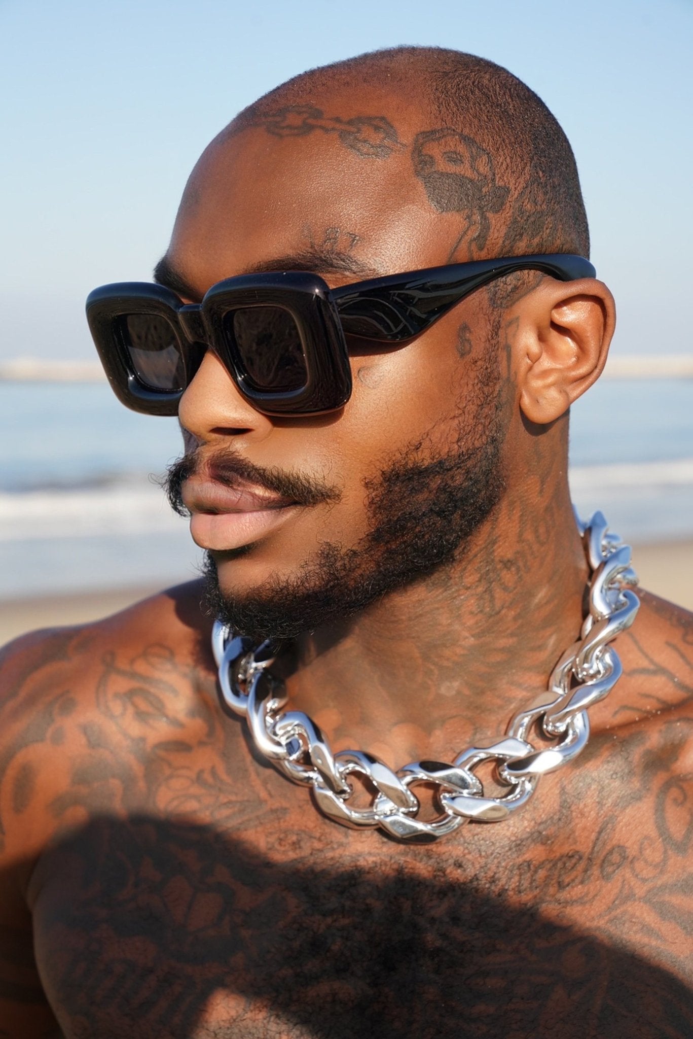 Black Puffed Retro Shades - TB-BondMenSunglasses