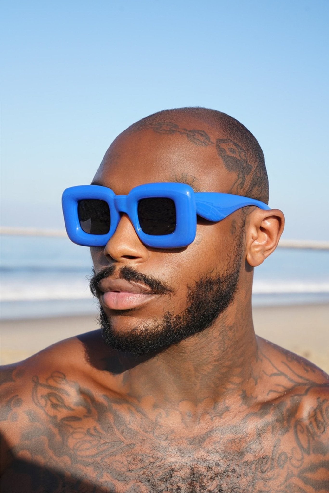 Blue Puffed Retro Shades - TB-BondMenSunglasses