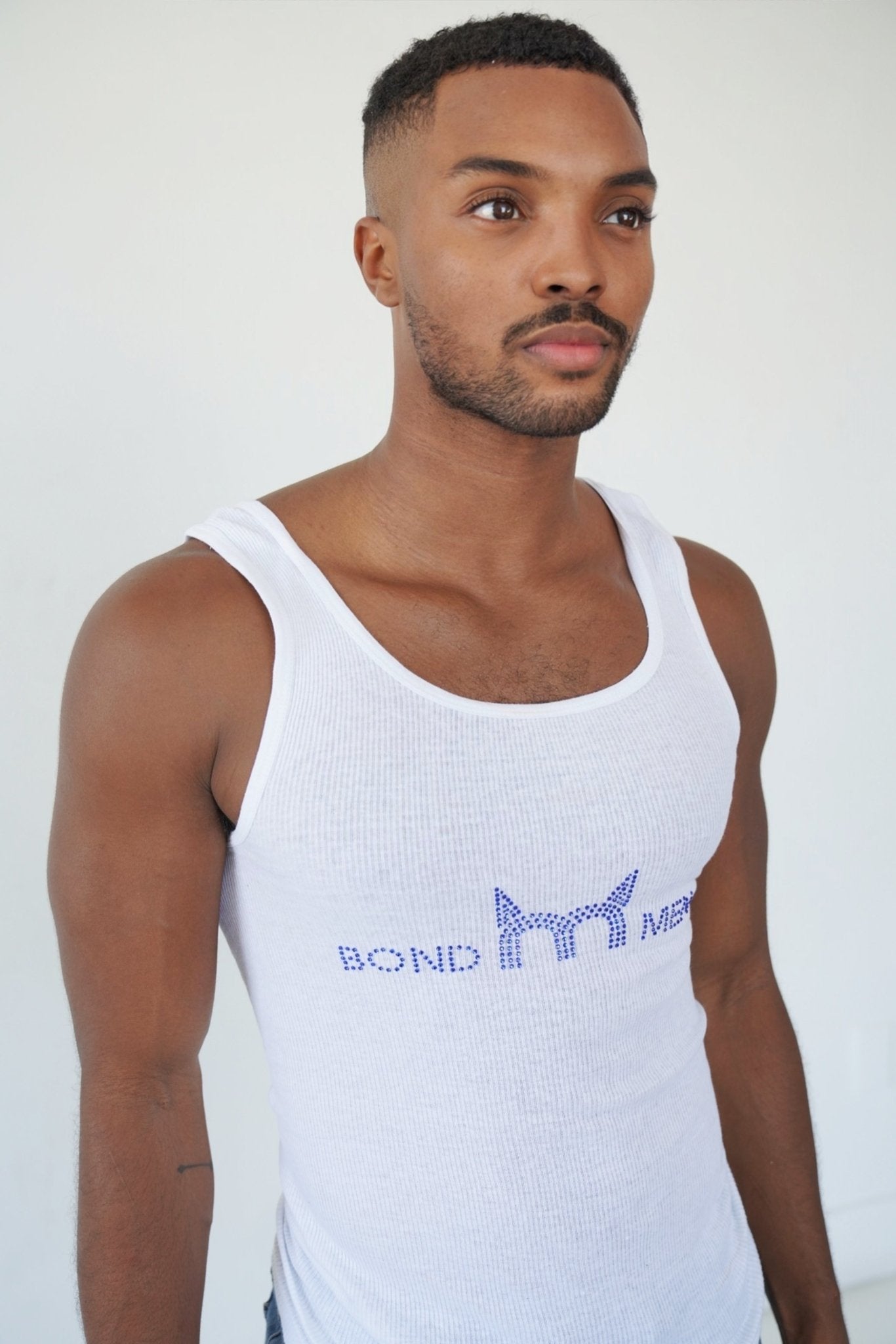 Bond Men Blue Stud Tank Top, Tank Top, Men's top, Sexy men's fashion