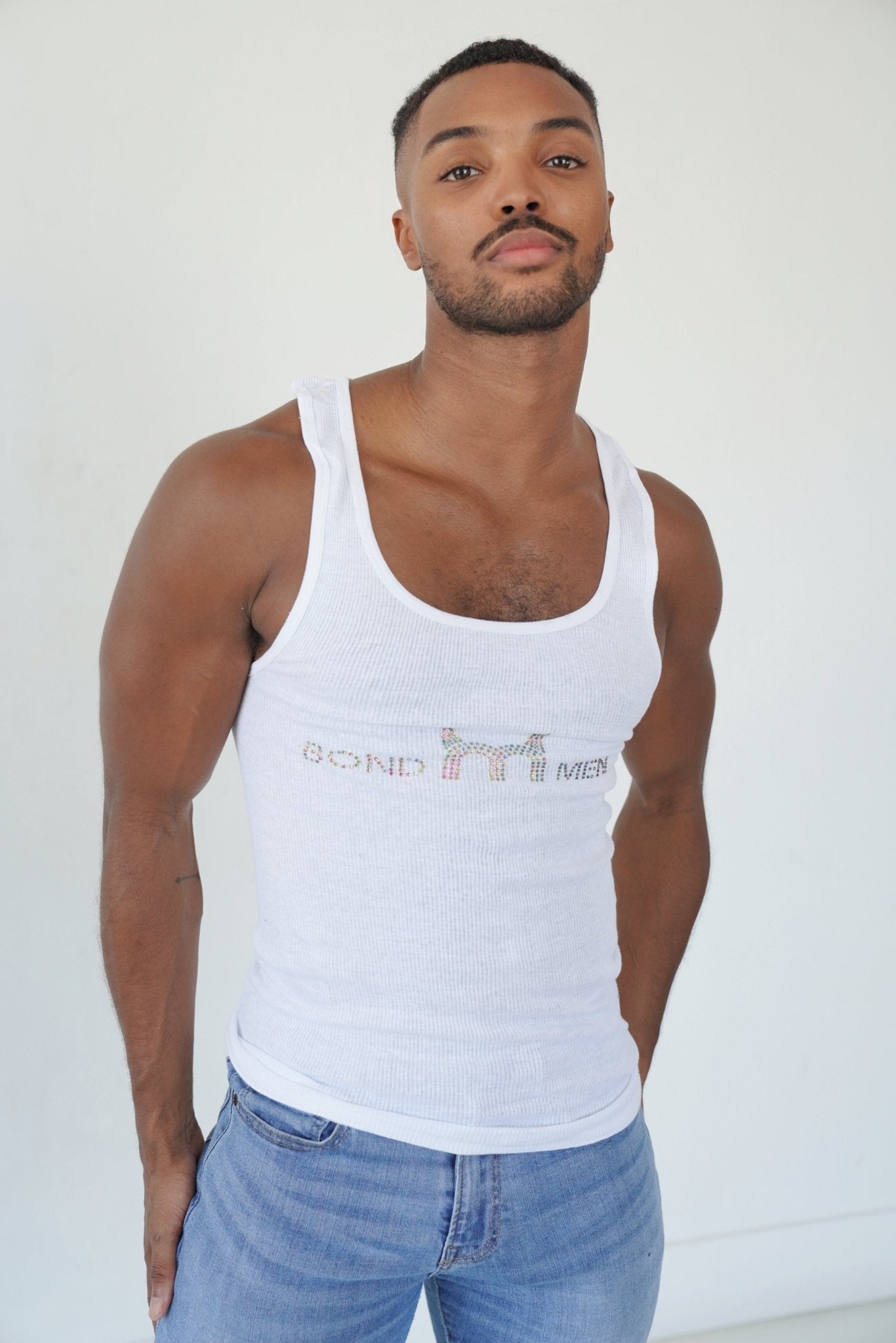 Bond Men Rainbow Stud Tank Top, Tank Top, Men's top, Sexy men's fashion