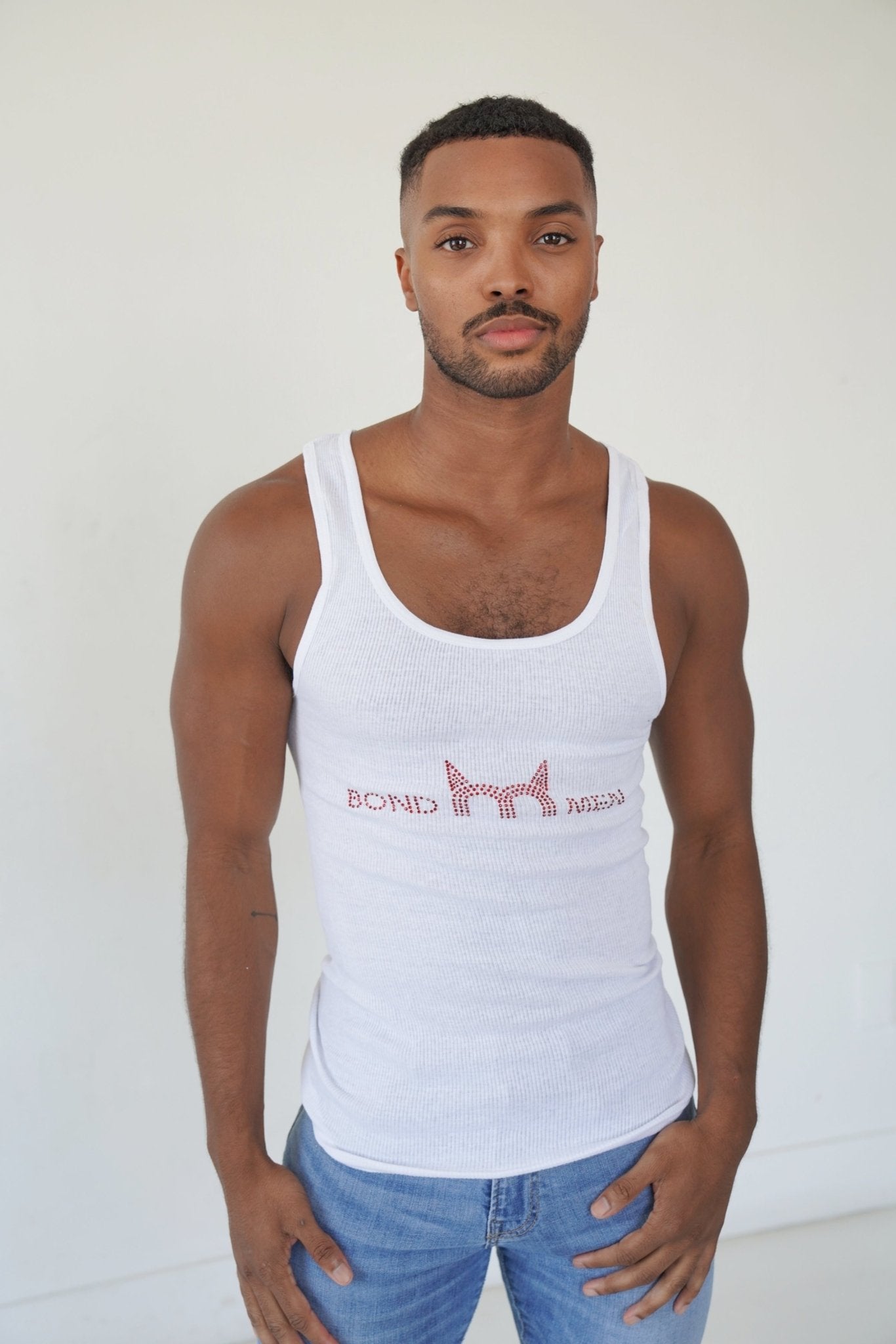 Bond Men Red Stud Tank Top, Tank Top, Men's top, Sexy men's fashion