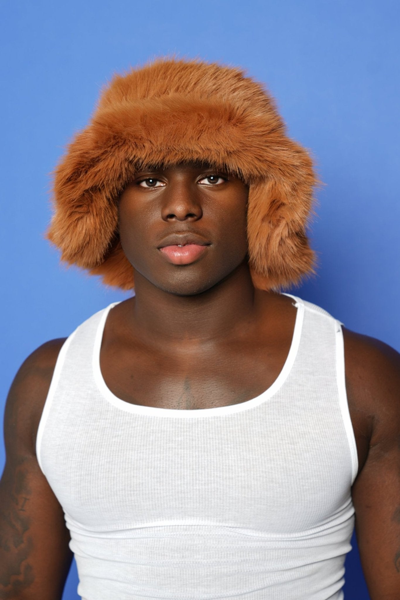 Brown Fluffy Bucket Hat - TB-BondMenBucket hat