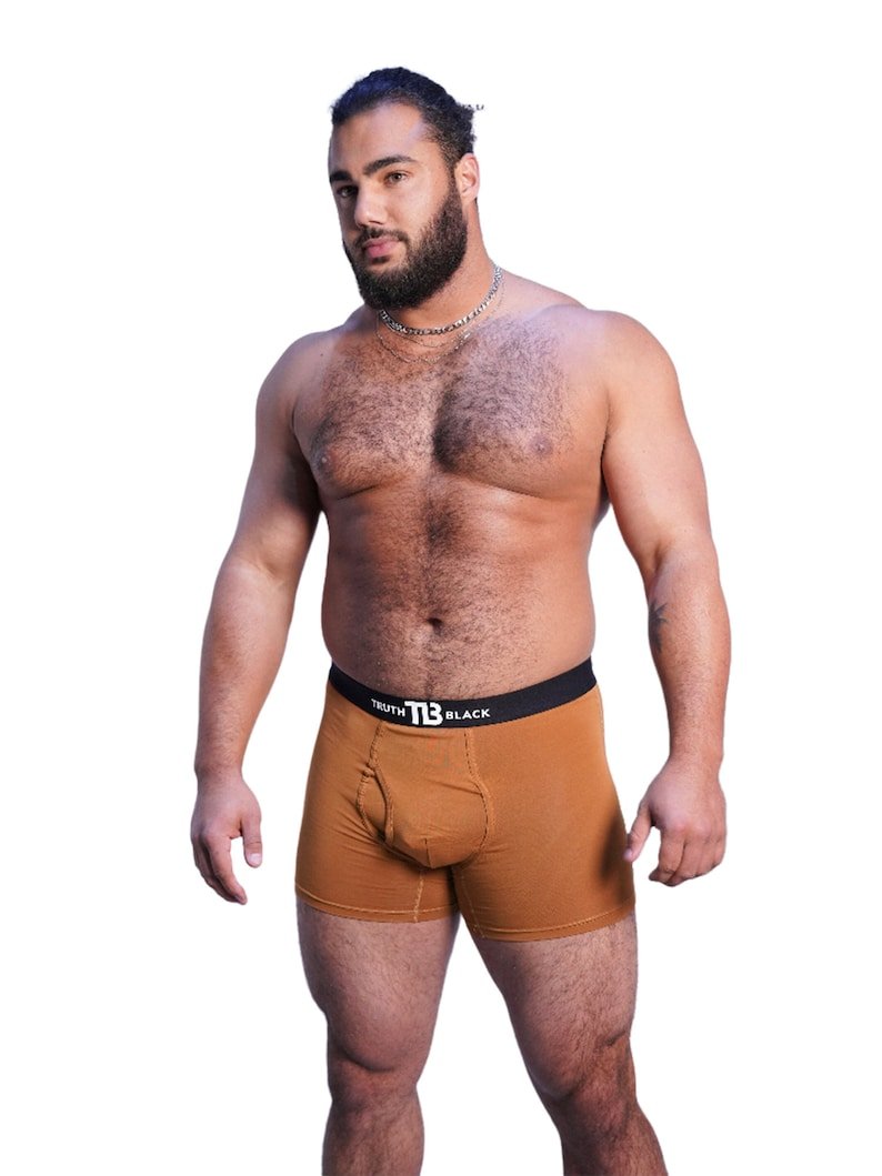 Caramel TB Boxer Shorts - TB-BondMen Boxer Gay men's underwear LGBTQ+ underwear Men's briefs Men's boxer briefs Jockstraps Thongs for men Pride underwear Men's lingerie Sexy men's underwear Designer men's underwear Comfortable men's underwear Men's swimwear Athletic men's underwear Fashion men's underwear Bulge enhancing underwear