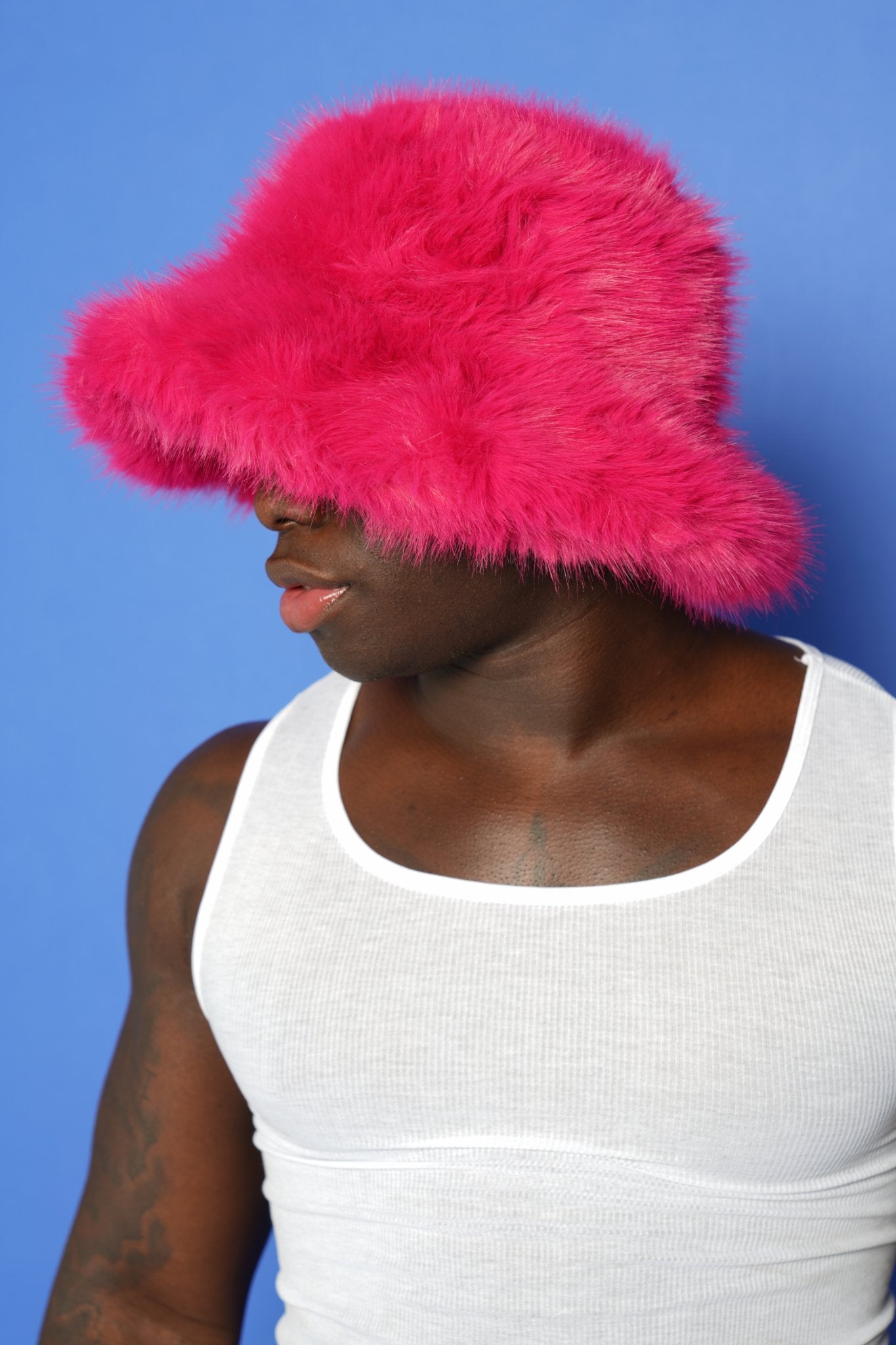 Hot Pink Fluffy Bucket Hat - TB-BondMenBucket hat