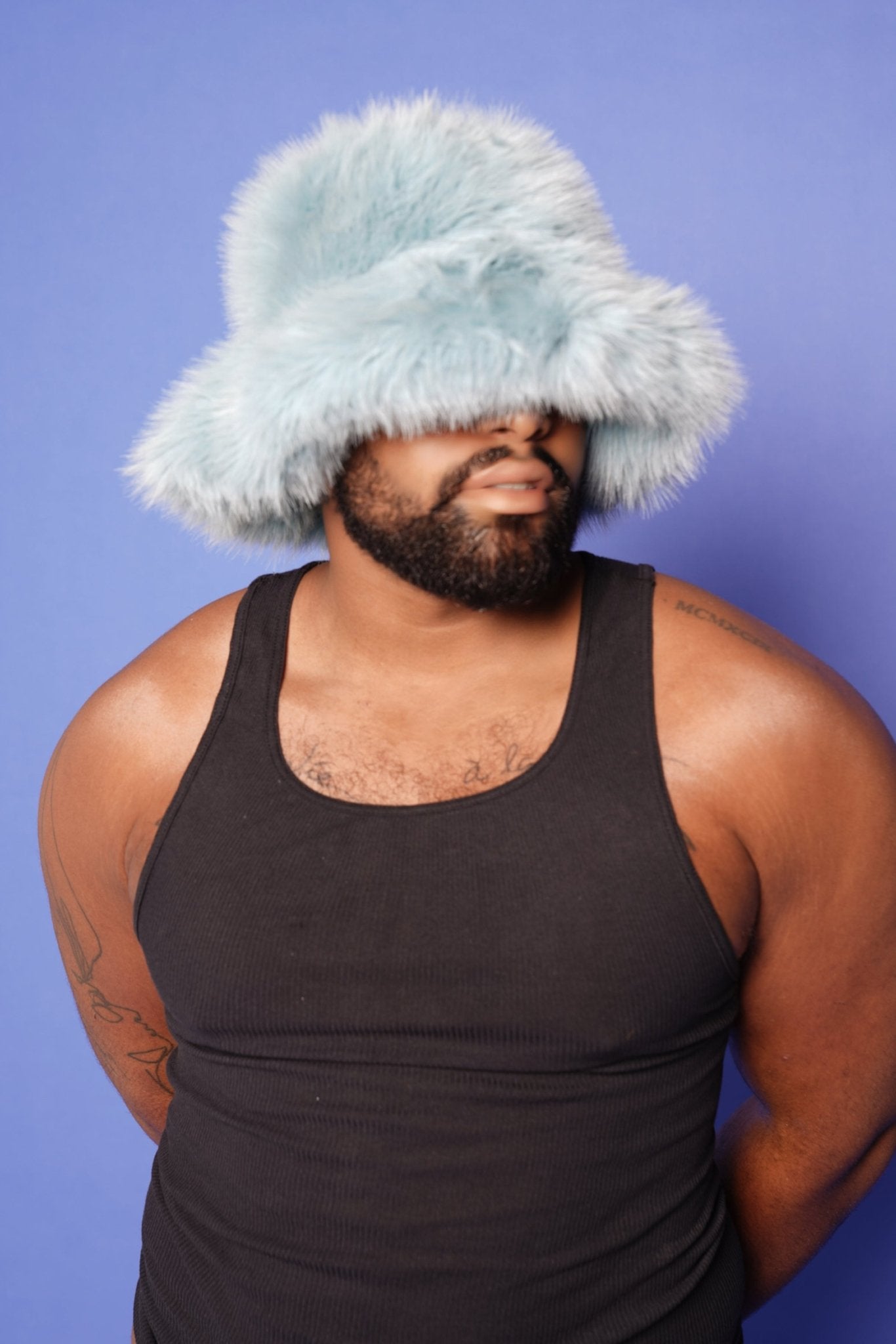 Light Blue Fluffy Bucket Hat - TB-BondMenBucket hat
