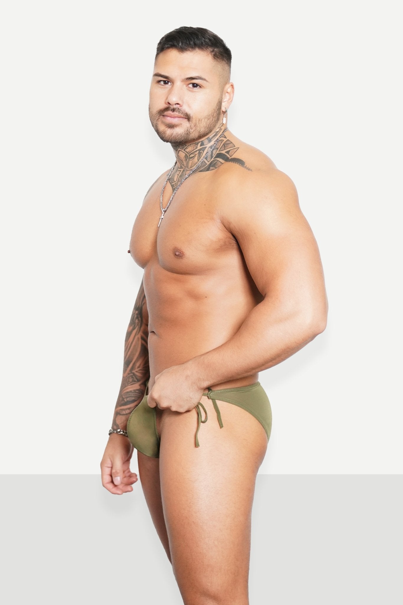 Men's Tie Side Olive Green Bikini - TB-BondMen underwear Gay men's underwear LGBTQ+ underwear Men's briefs Men's boxer briefs Jockstraps Thongs for men Pride underwear Men's lingerie Sexy men's underwear Designer men's underwear Comfortable men's underwear Men's swimwear Athletic men's underwear Fashion men's underwear Bulge enhancing underwear