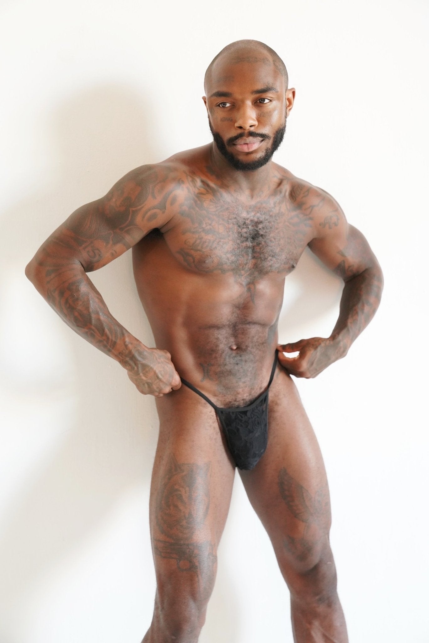 Midnight Lace-Up Thong & Robe Set - TB-BondMenJock Strap & Robe Set