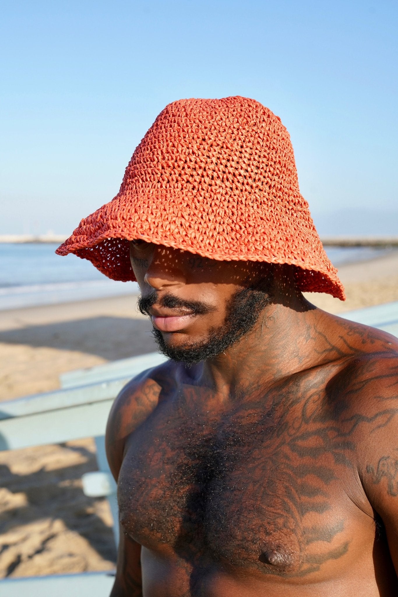 Orange Crocheted Bucket Hat - TB-BondMenBucket hat