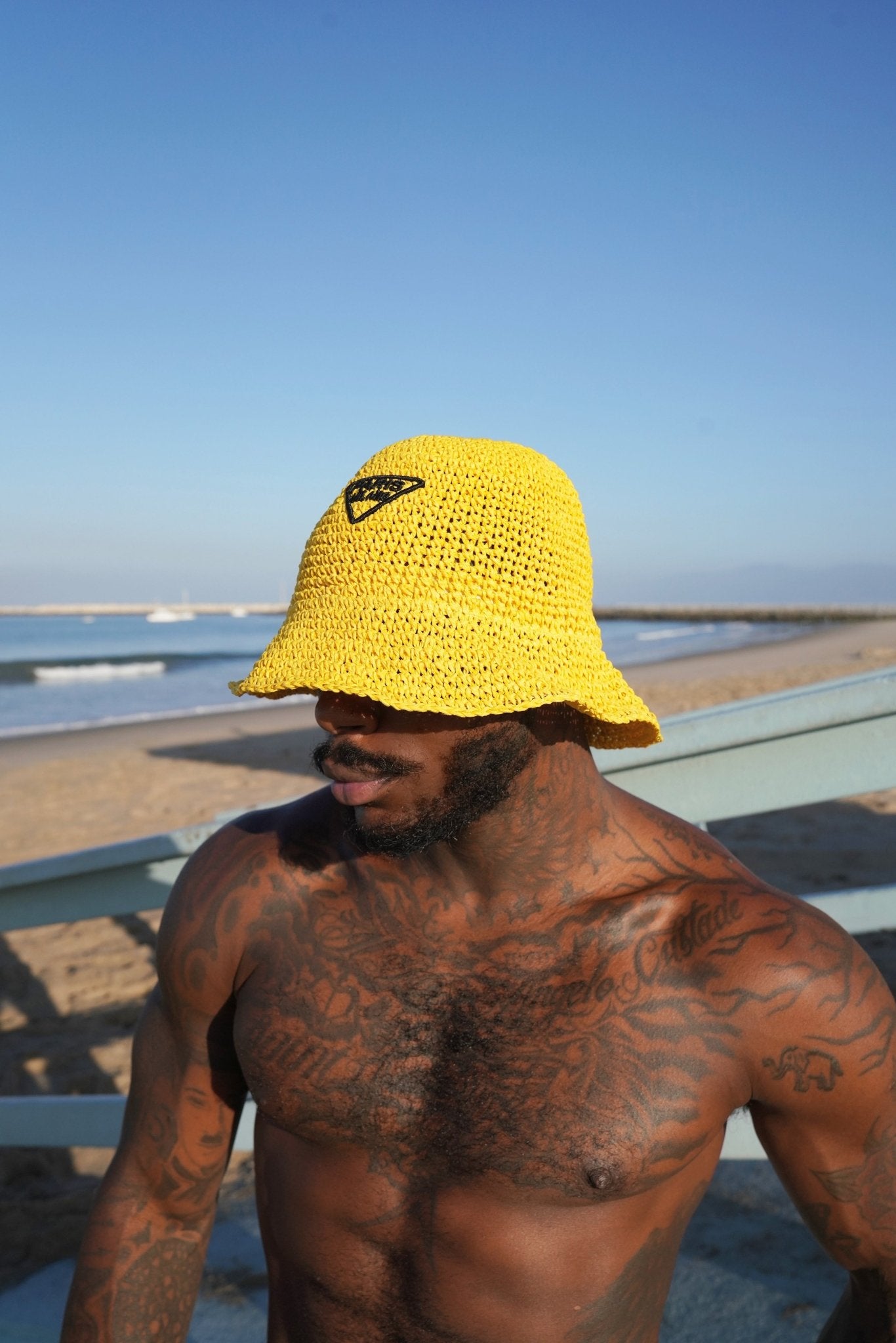 Paris Milano Yellow Embroidery Straw Bucket Hat - TB-BondMenBucket hat