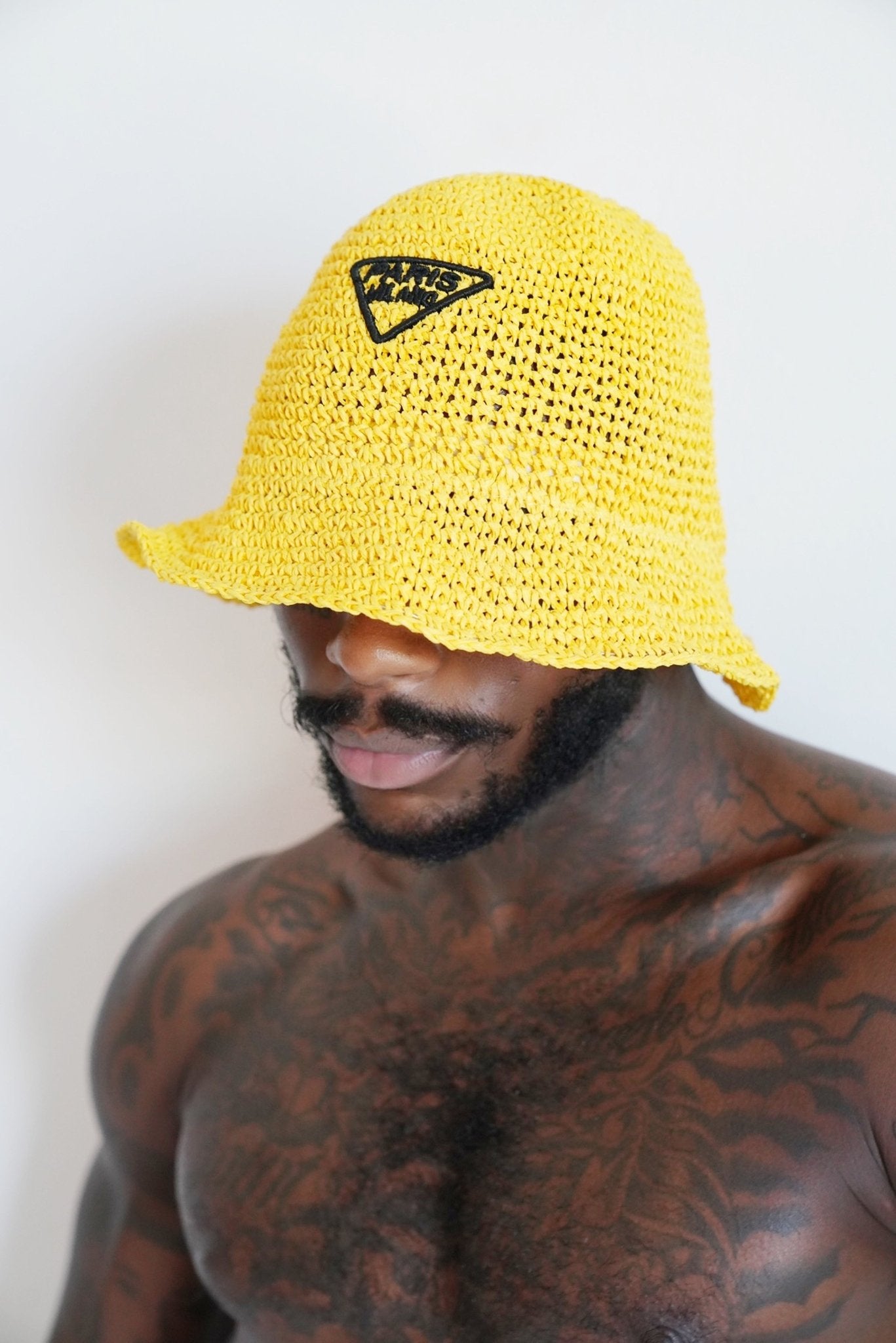 Paris Milano Yellow Embroidery Straw Bucket Hat - TB-BondMenBucket hat