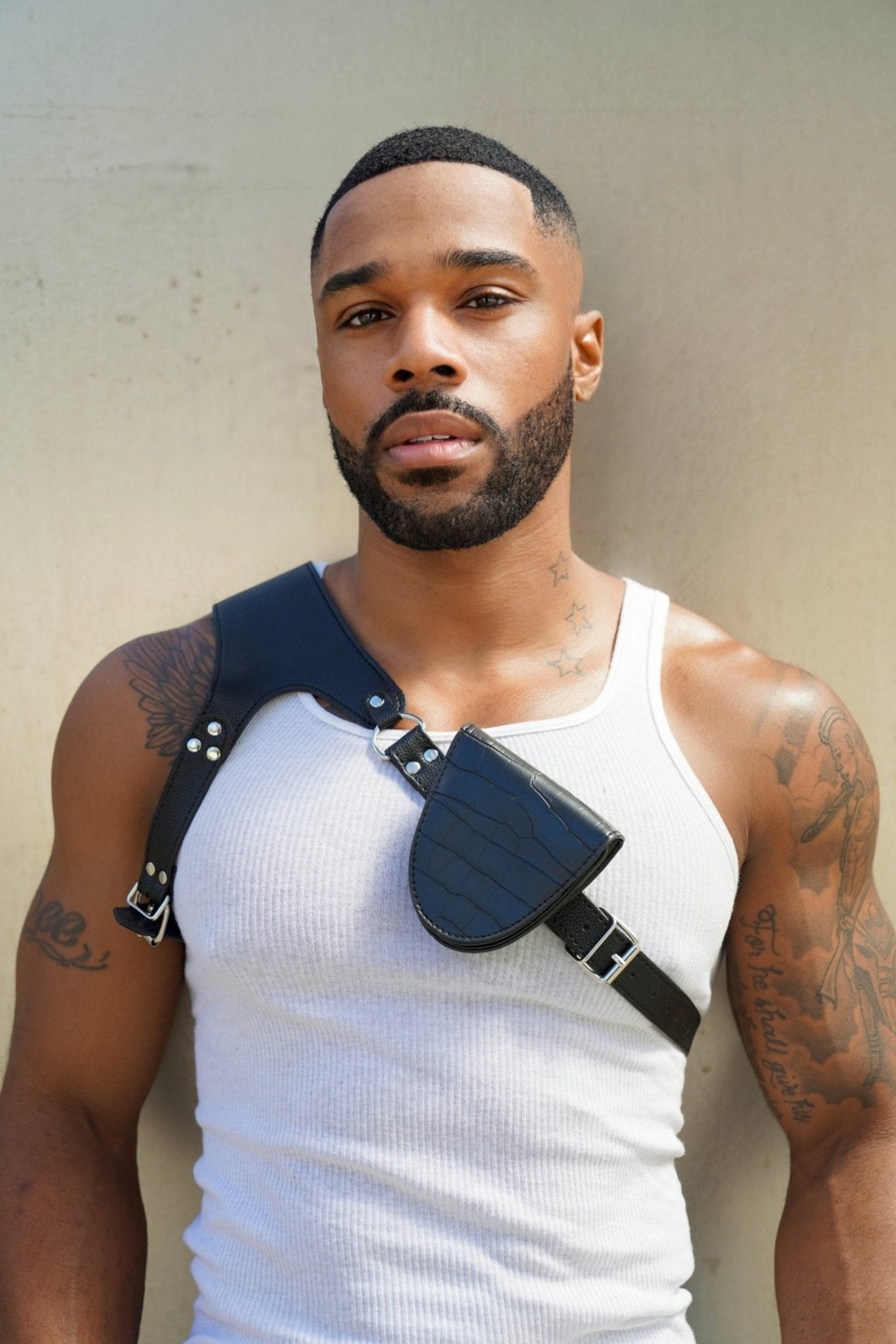 Quad Vest - Croc Vegan Pouch, Harness, bdsm harness, fetish harness, vegan pouch