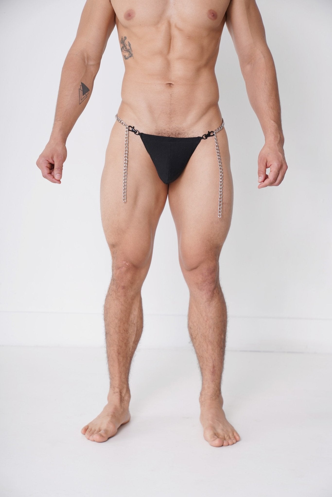 Sappharie Gold Chain Black Cotton G String - TB-BondMenThongs