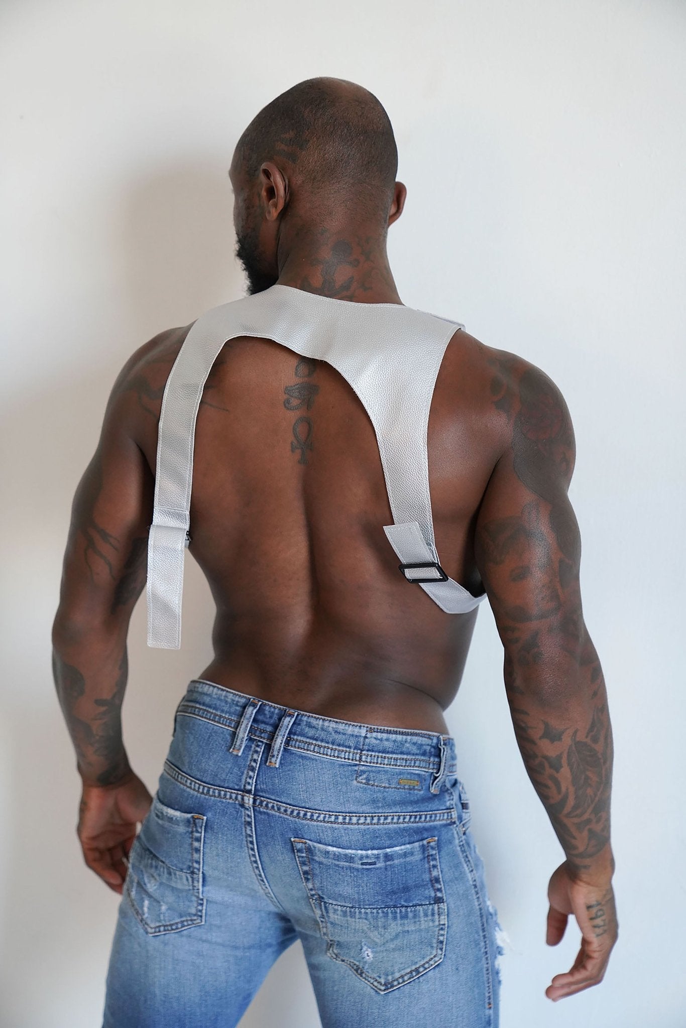 Silver Metallic Cutaway Vest - TB-BondMenHarness