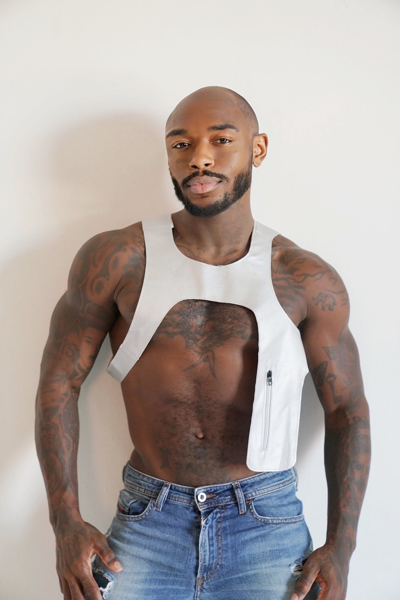 Silver Metallic Cutaway Vest - TB-BondMenHarness