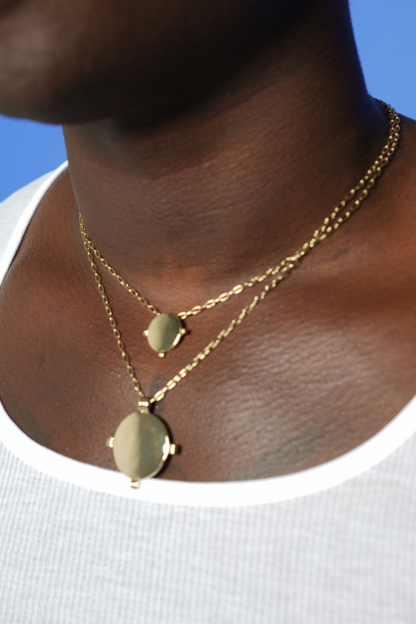 Two Pendant Layered Gold Cable Chain Necklace - TB-BondMenNecklaces