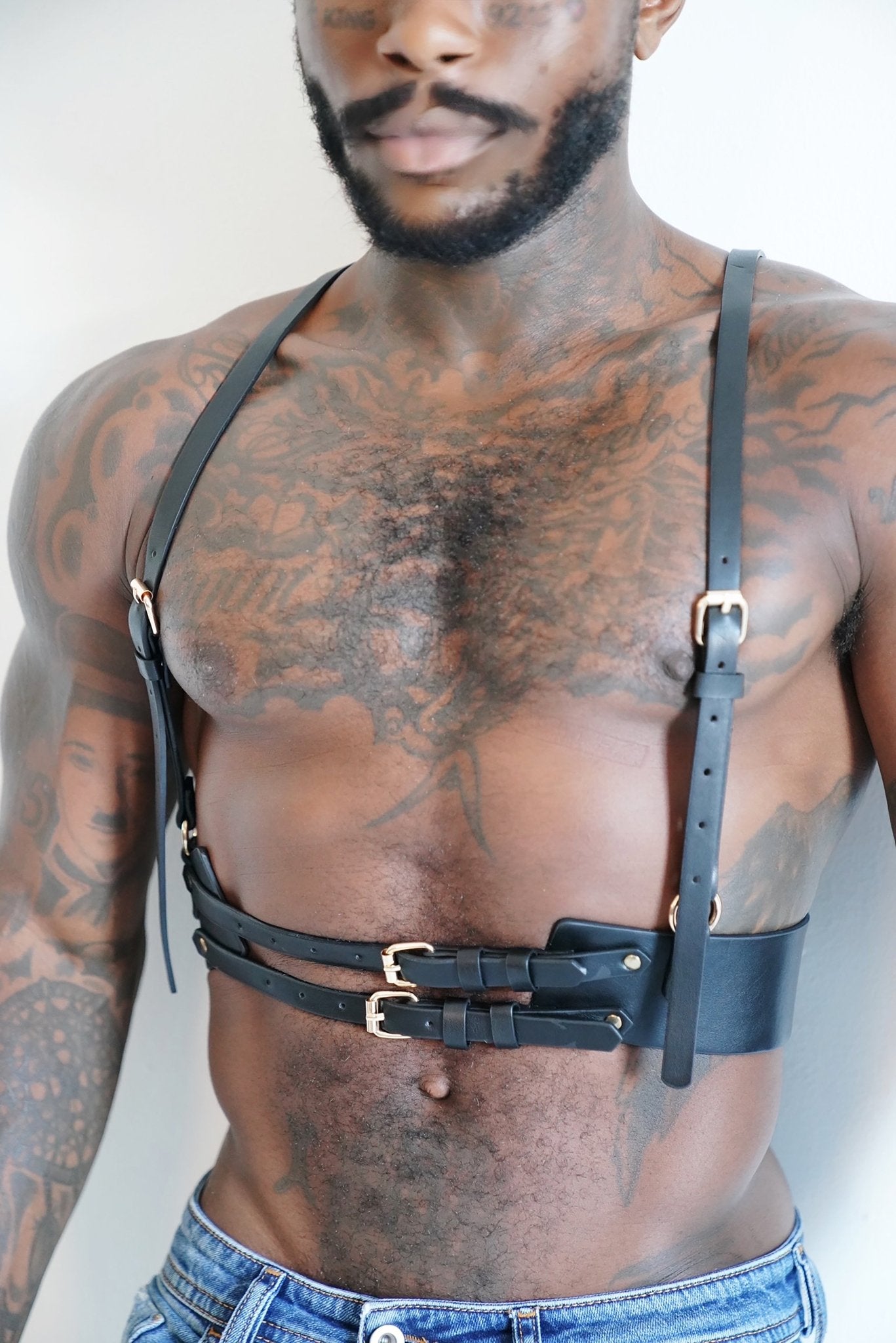 V-Back Leather Body Harness - TB-BondMenHarness