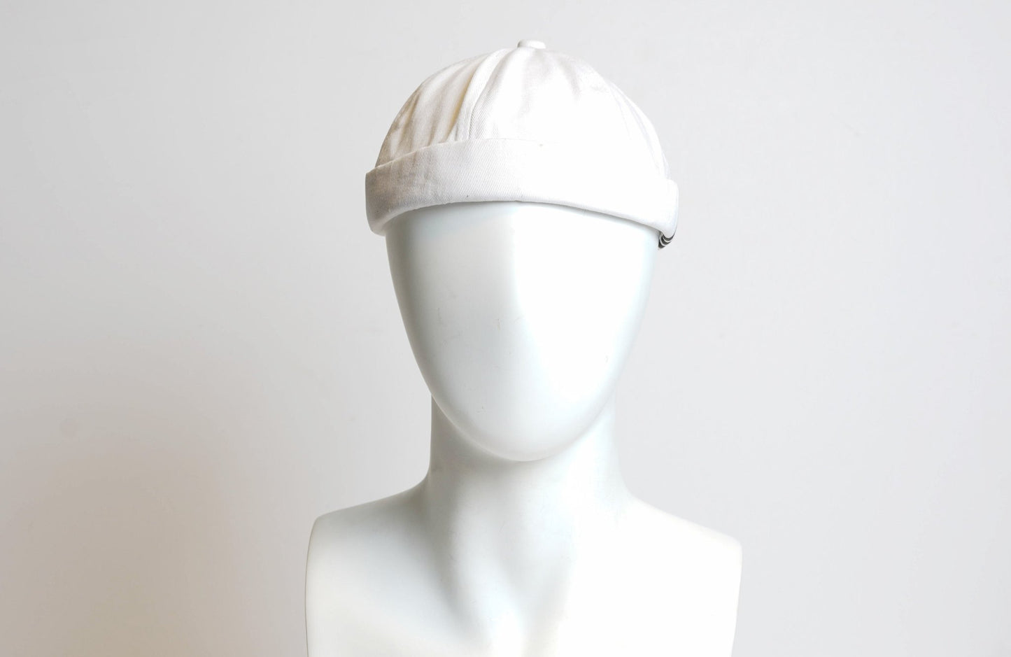 White Canvas Docker Brimless Adjustable hat, Beanie Hat, men's hat
