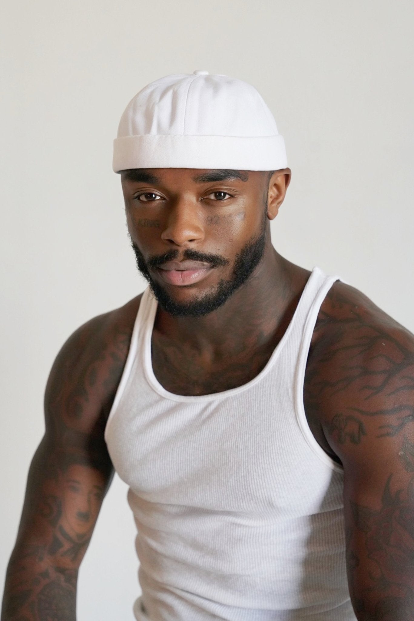 White Canvas Docker Brimless Adjustable Hat - TB-BondMenBeanie Hat