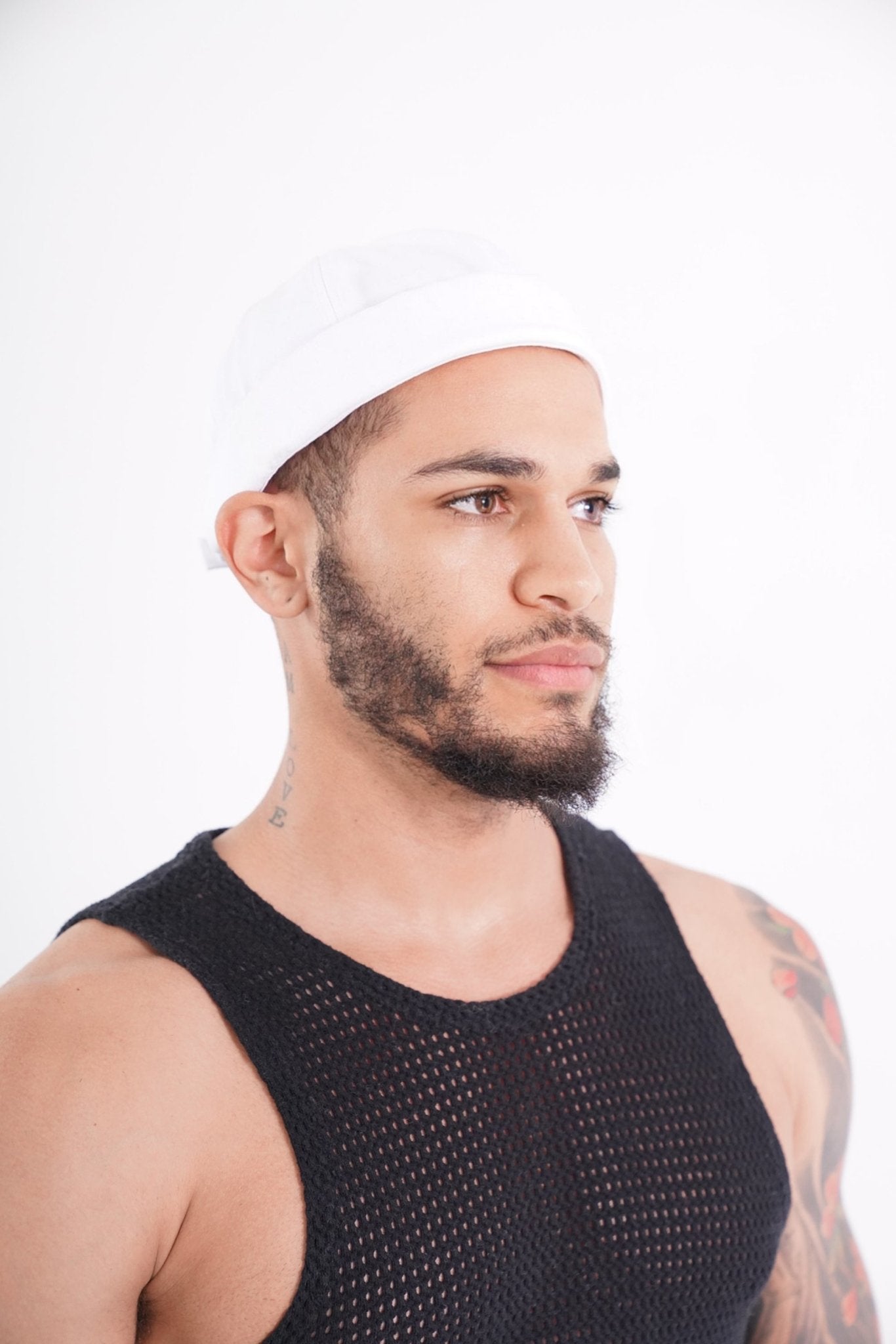 White Canvas Docker Brimless Adjustable hat, Beanie Hat, men's hat