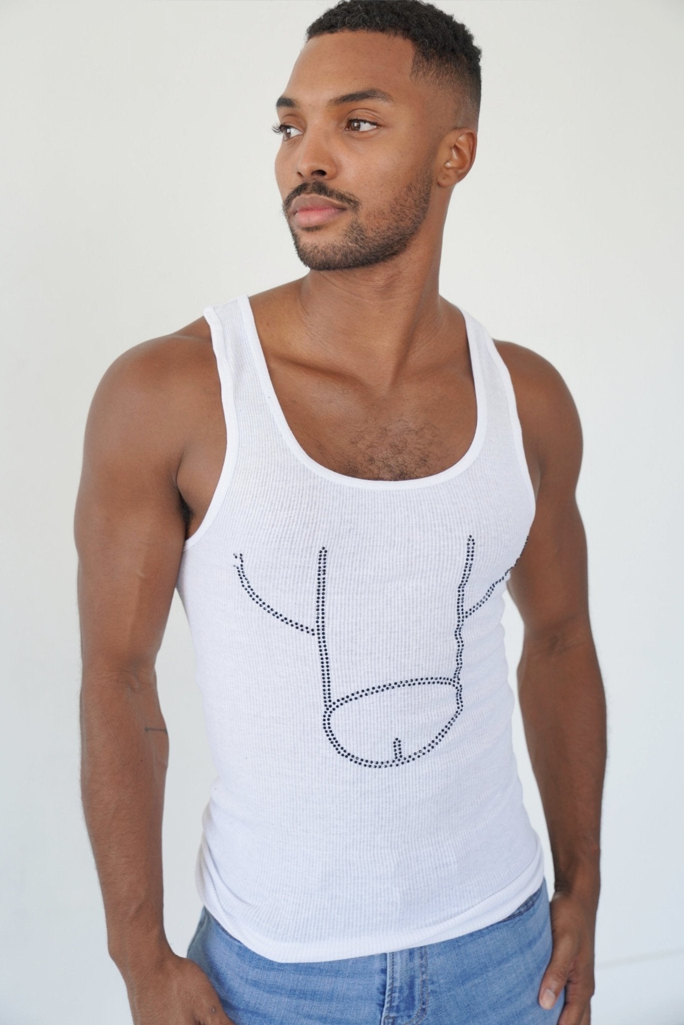 White Muscle Tank Big Dick Shirt 2.0, men's top, comfortable top