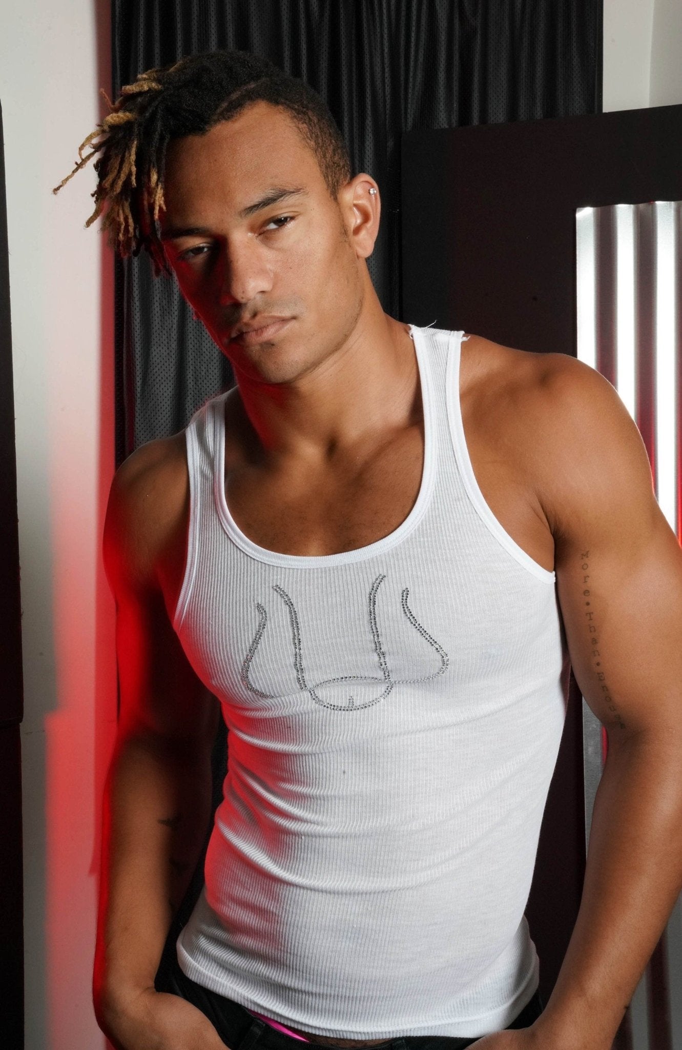 White Muscle Tank Big Dick Shirt, men's top, comfortable top
