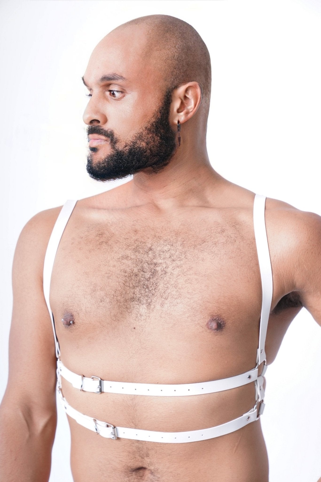 White Sexy Fetish Male Leather Harness, Harness, bdsm harness, fetish harness