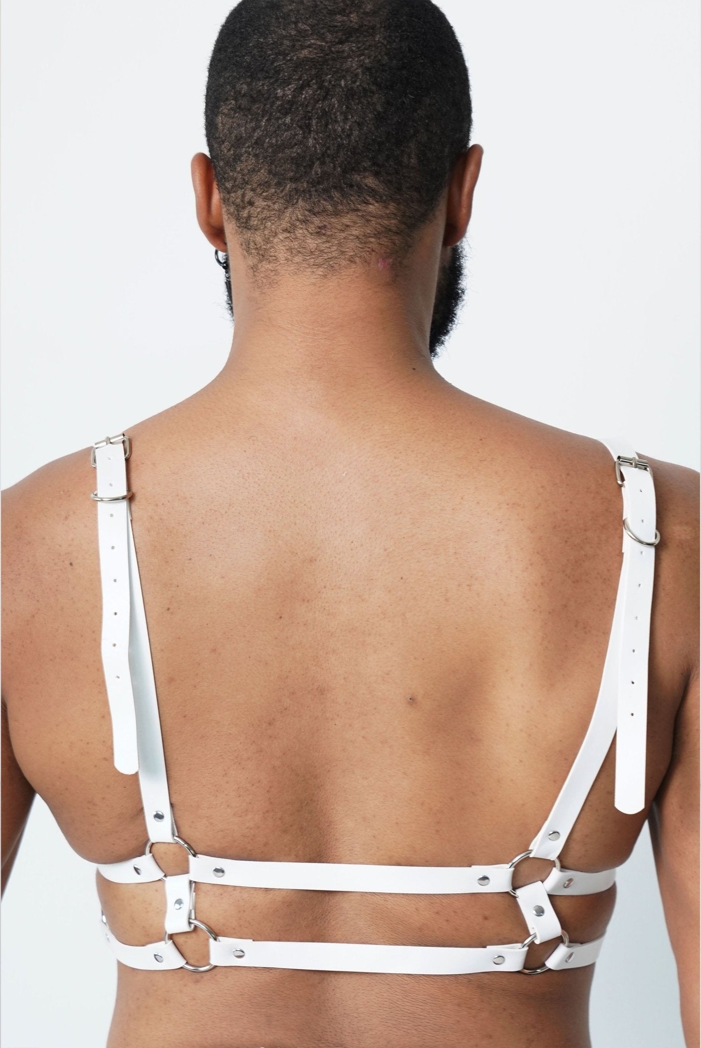 White Sexy Fetish Male Leather Harness, Harness, bdsm harness, fetish harness