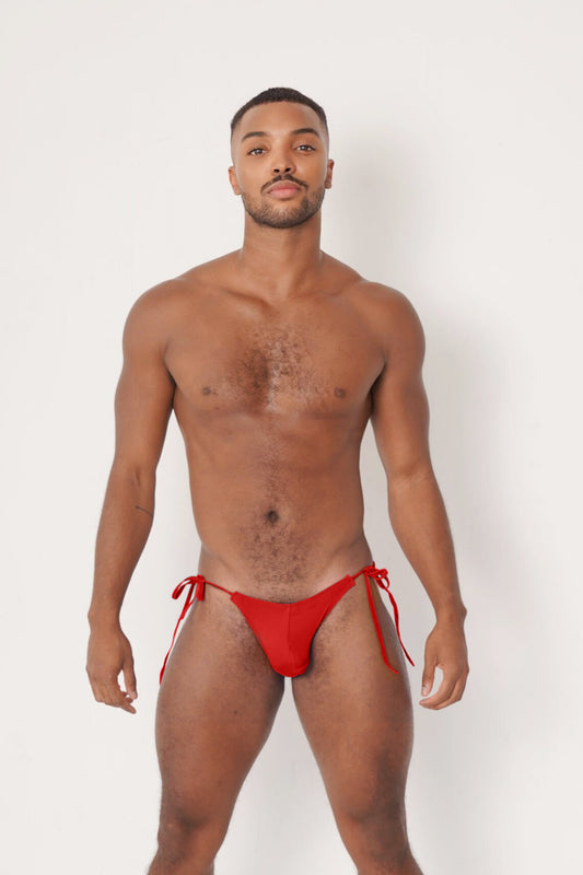 Red Adjustable String-Tie Men’s Bikini Brief