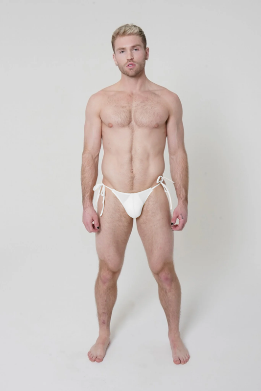 White Adjustable String-Tie Men’s Bikini Brief