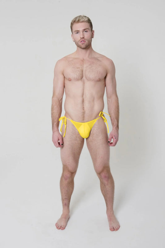 Yellow Adjustable String-Tie Men’s Bikini Brief