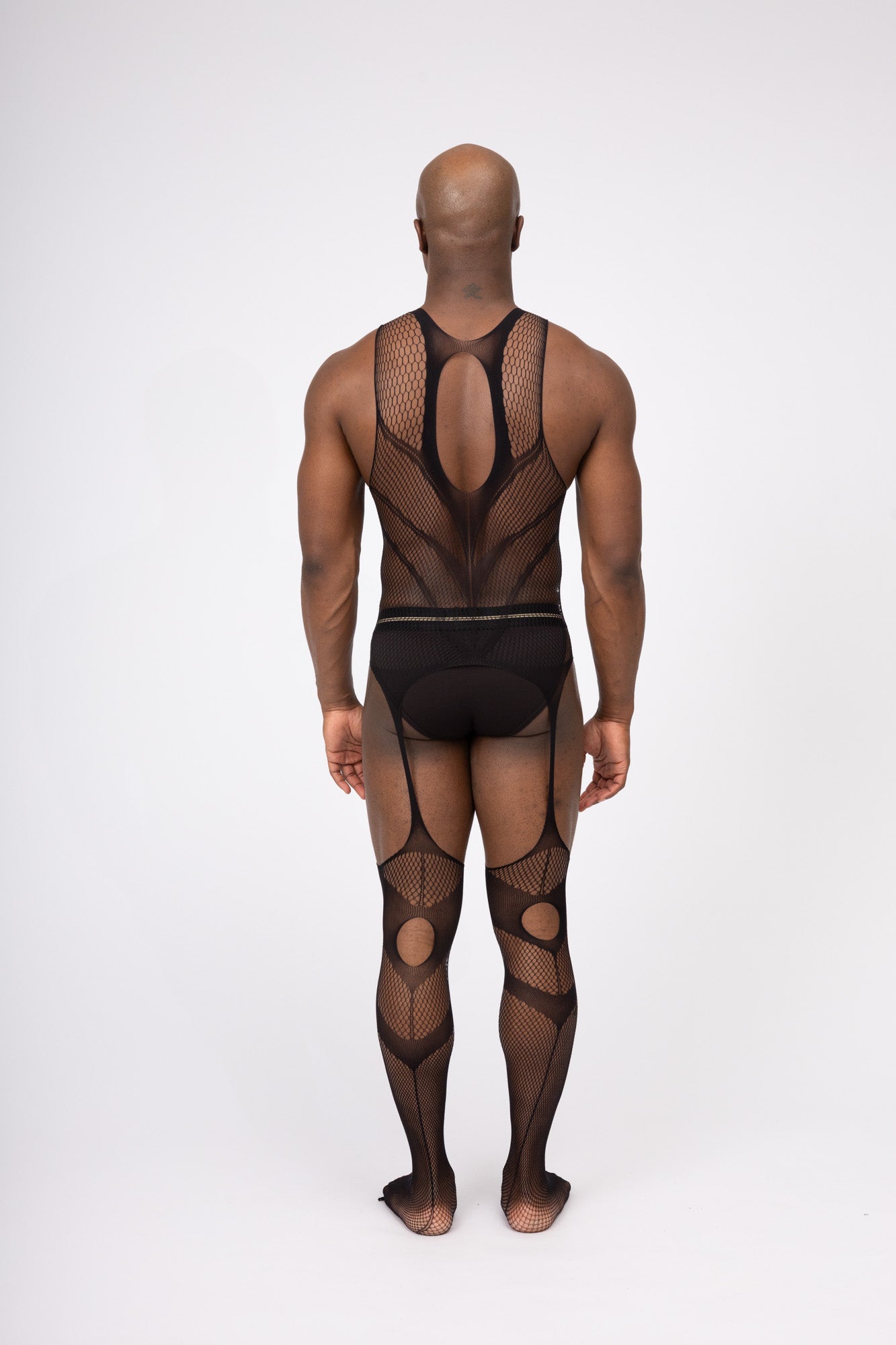 Hollow Fishnet Breathable Bodysuit Black Layering Onesie Outfit