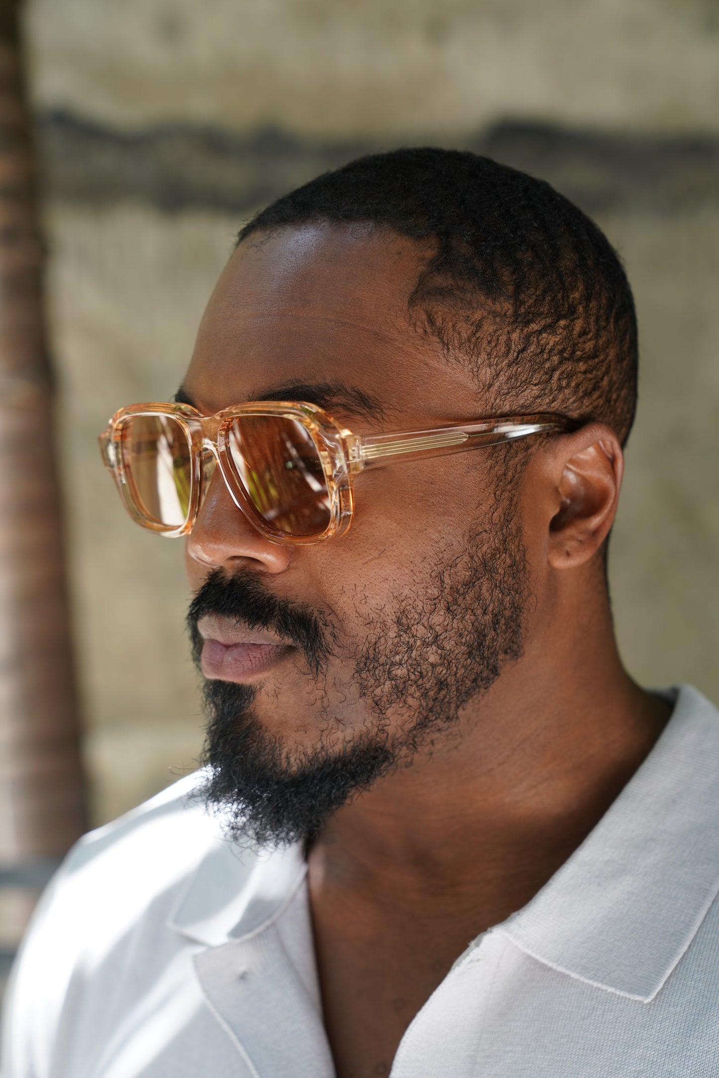 Amber Retro Square Sunglasses – Transparent Frame with Warm Brown Lenses