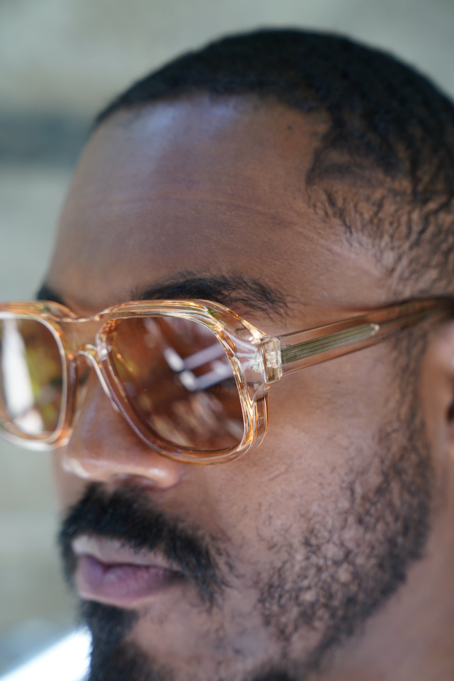 Amber Retro Square Sunglasses – Transparent Frame with Warm Brown Lenses