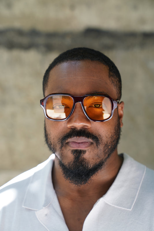 Orange Retro Square Sunglasses – Transparent Frame with Orange Lens